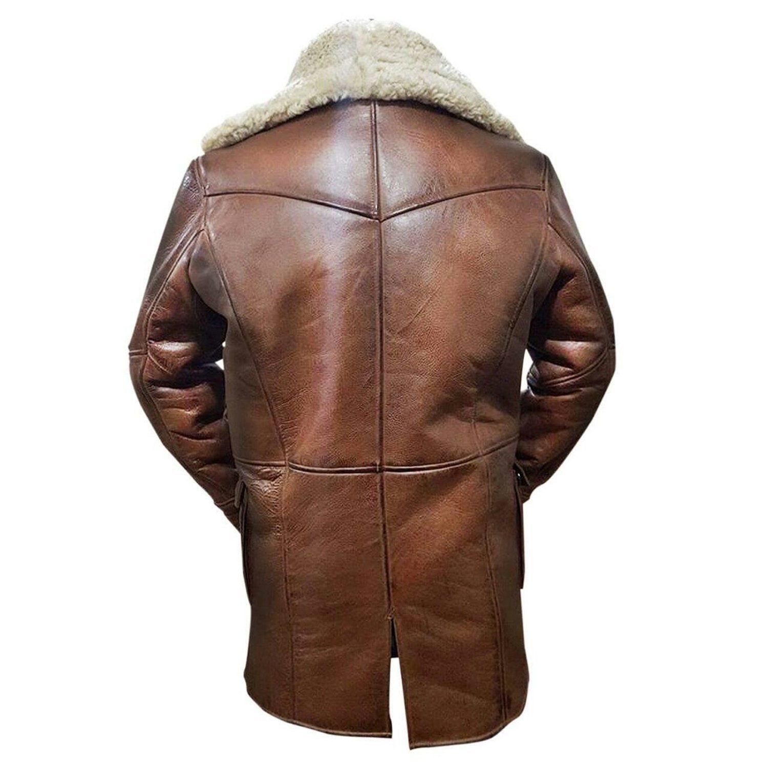 Tom Hardy Bane Jacket - TDKR Shearling Coat, Distressed Brown Leather Jacket for Winter | Cosplay, Halloween Costume & Cold Weather Fashion