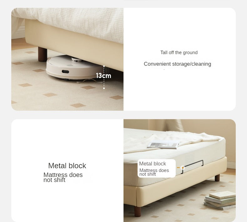 Organic Leather Art Bed - Cream Cloud Soft Mattress for Ultimate Comfort | Perfect for Master Bedrooms, Guest Rooms & Luxury Apartments