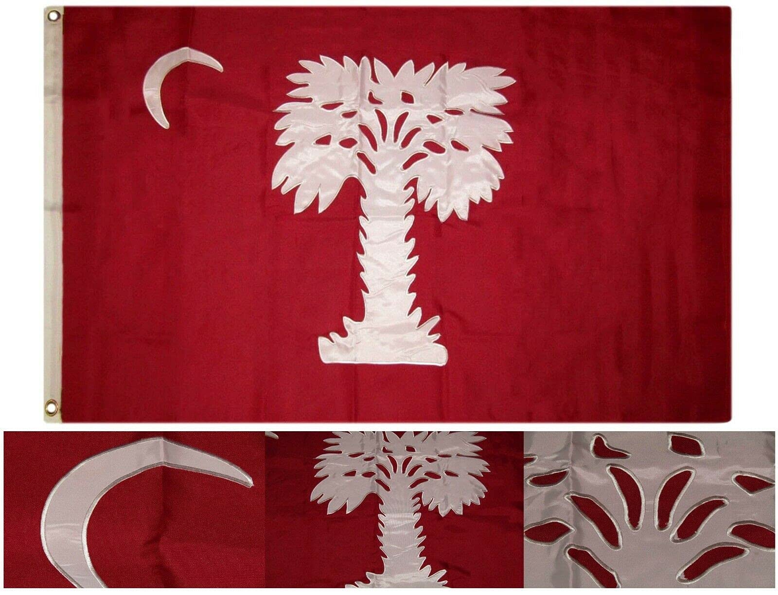 3x5 Embroidered Sewn South Carolina Big Red SC Cotton Flag 3'x5' - Premium Quality, Durable & Weather-Resistant - Perfect for Home Decoration, Tailgating, Game Day & Outdoor Events