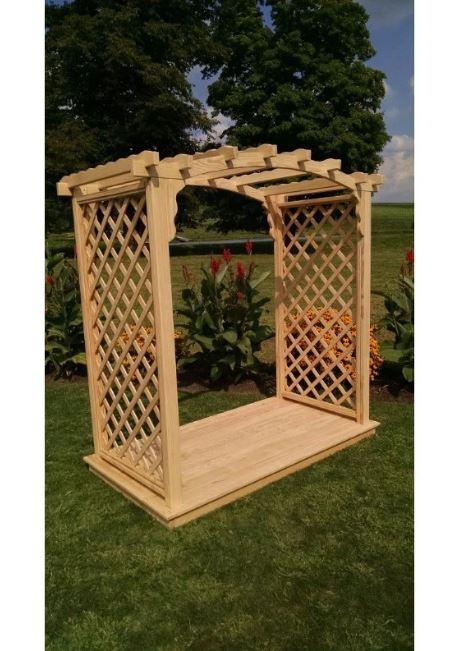 Amish Handcrafted Pine Jamesport Arbor & Deck - Solid Wood Outdoor Garden Arbor for Patio, Deck, and Backyard Decor - Perfect for Weddings, Events, and Relaxing Outdoor Spaces