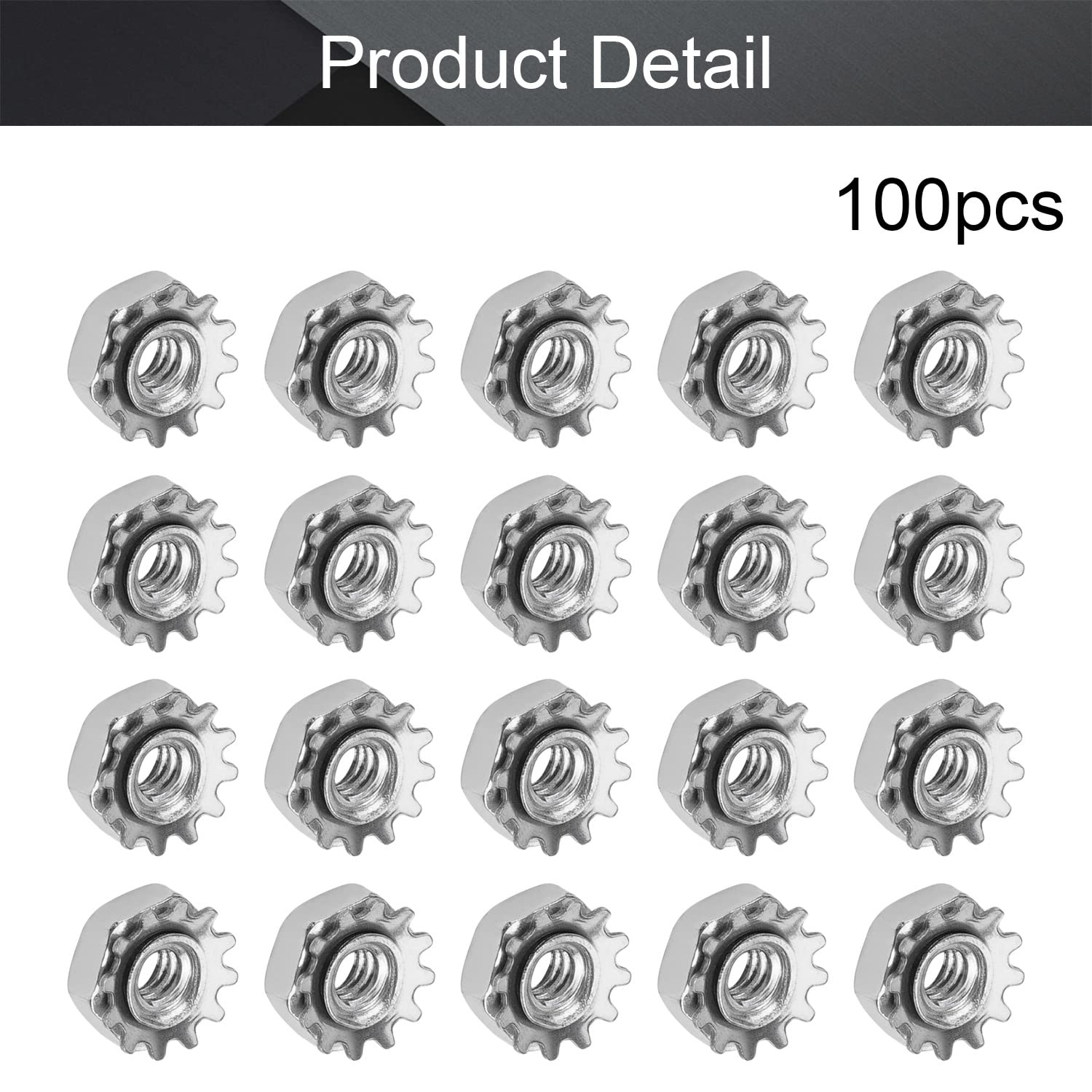 MroMax 6#-32 K-Lock Nuts, 100Pcs - 304 Stainless Steel Keps Lock Nuts for Hardware Fastening | Machinery, Furniture & Electrical Appliances | Secure Fastening Solution for DIY Projects & Industrial Use