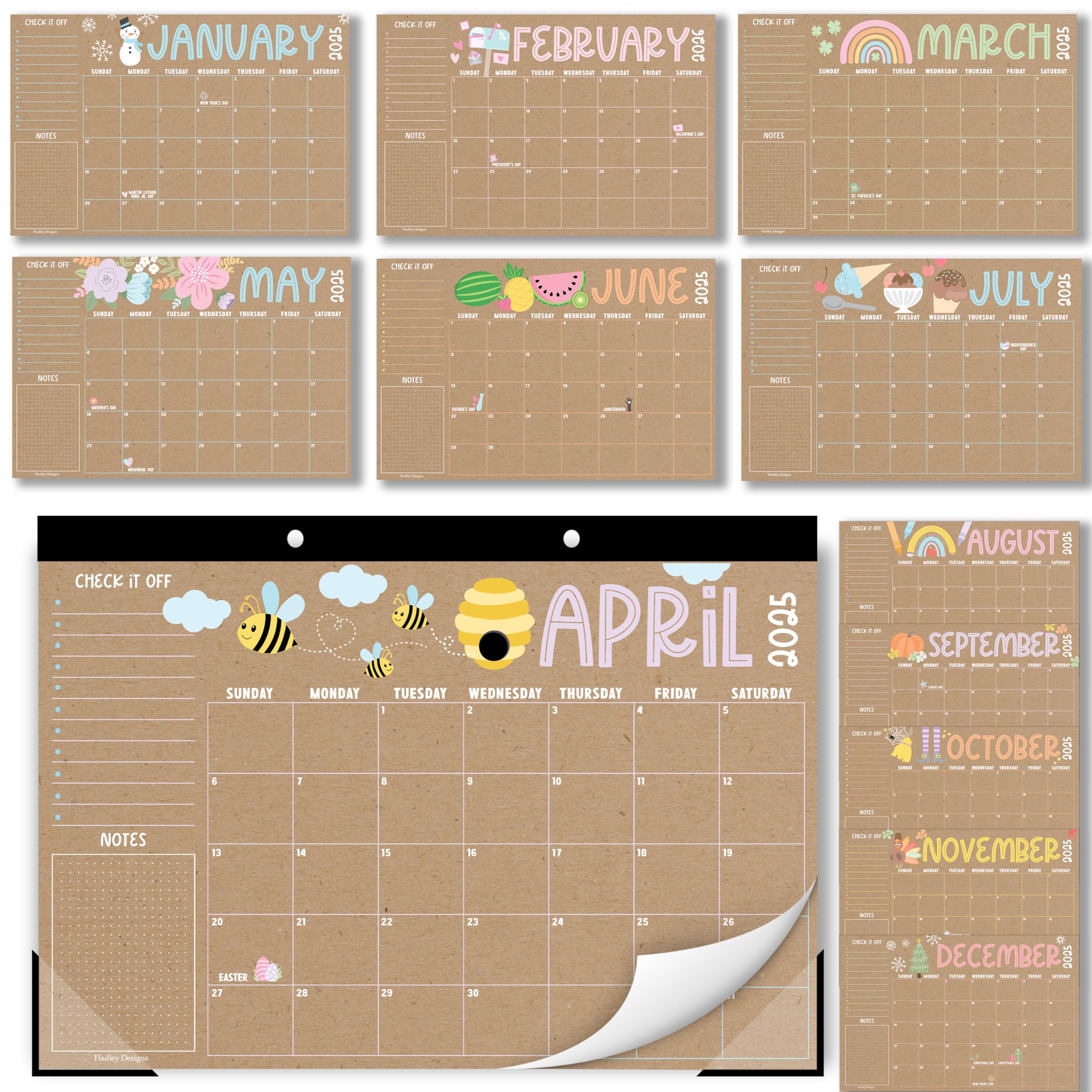 Hadley Designs Large 18-Month Desk Calendar 2025-2026 | 17