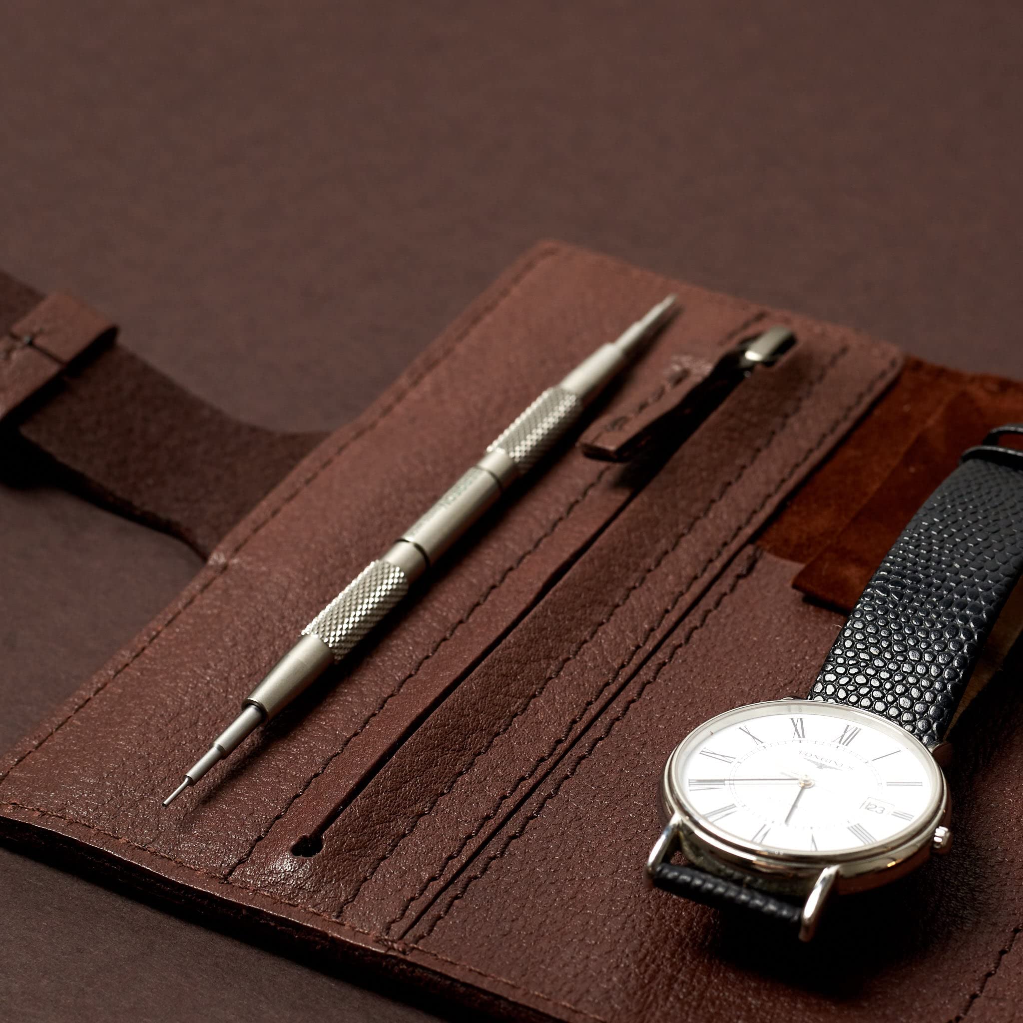 Premium Leather Watch Roll for Men - 3 Watch Storage Pouch with Soft Lining | Travel Watch Organizer Case for Rolex, Apple Watch & Luxury Watches | Perfect Gift for Watch Collectors & Business Travel (Brown, Holds 4 Watches) - Ideal for Travel, Office & Watch Collection Display