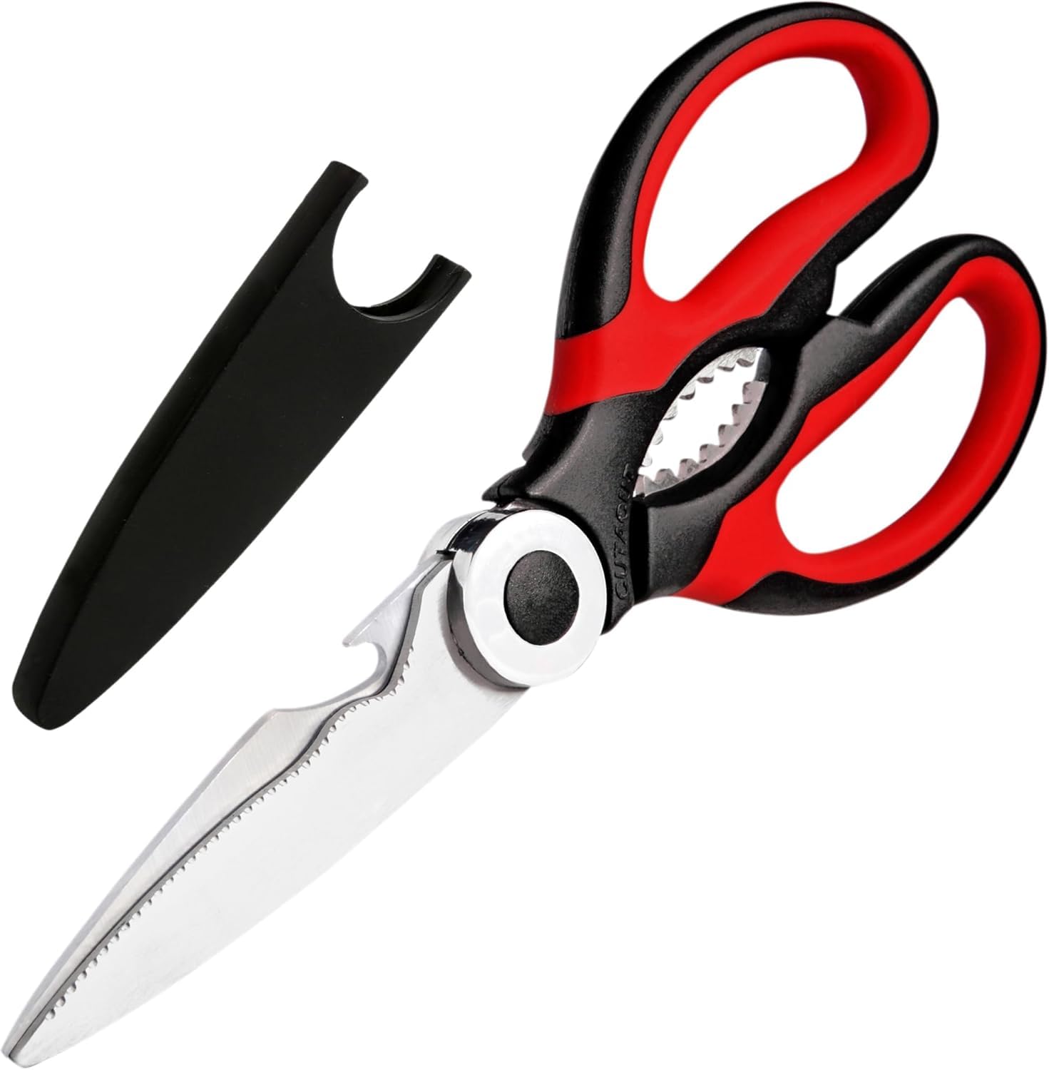 NYZA Heavy Duty Stainless Steel Kitchen Scissors - Multi-Purpose Food Shears for Meat, Poultry, Fish & Cooking - Dishwasher Safe Raptor Scissors (1-Pack) - Perfect for Meal Prep, Butchering & Food Processing