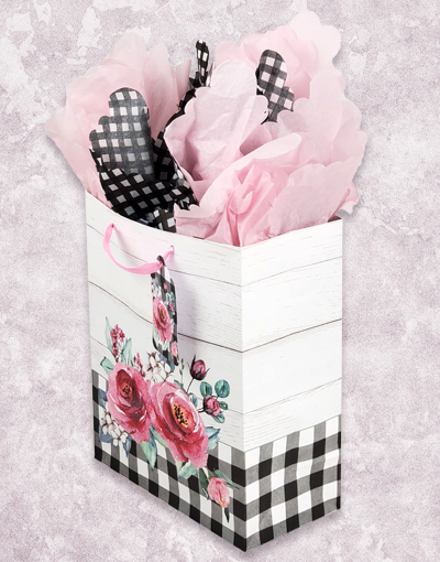 Farmhouse Blossoms Gift Bags - Elegant Floral Design Garden Party Favor Bags for Weddings, Baby Showers & Special Occasions