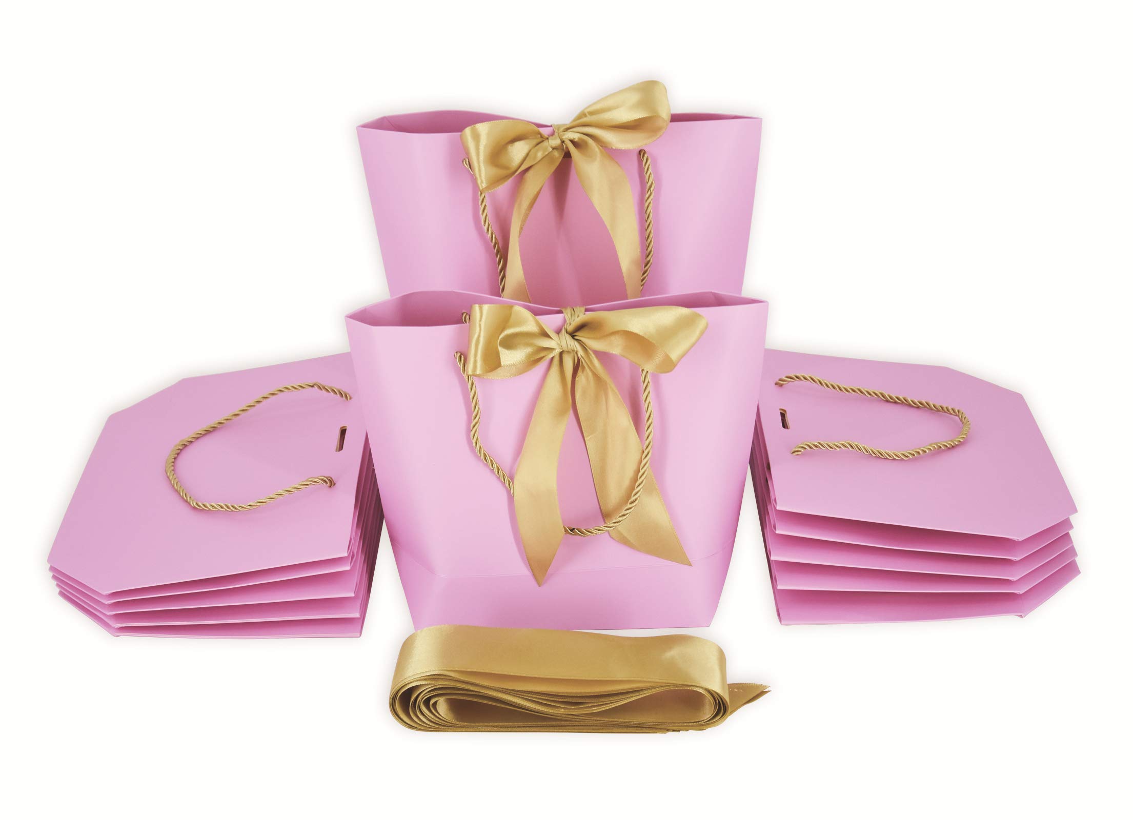 HUAPRINT 12-Pack Pink Gift Bags with Handles & Bow Ribbons - Elegant Party Favor Bags for Birthday, Wedding, Bridesmaid, Holiday & Valentine's Day - Perfect for Gift Wrapping, Party Decorations & Special Occasions