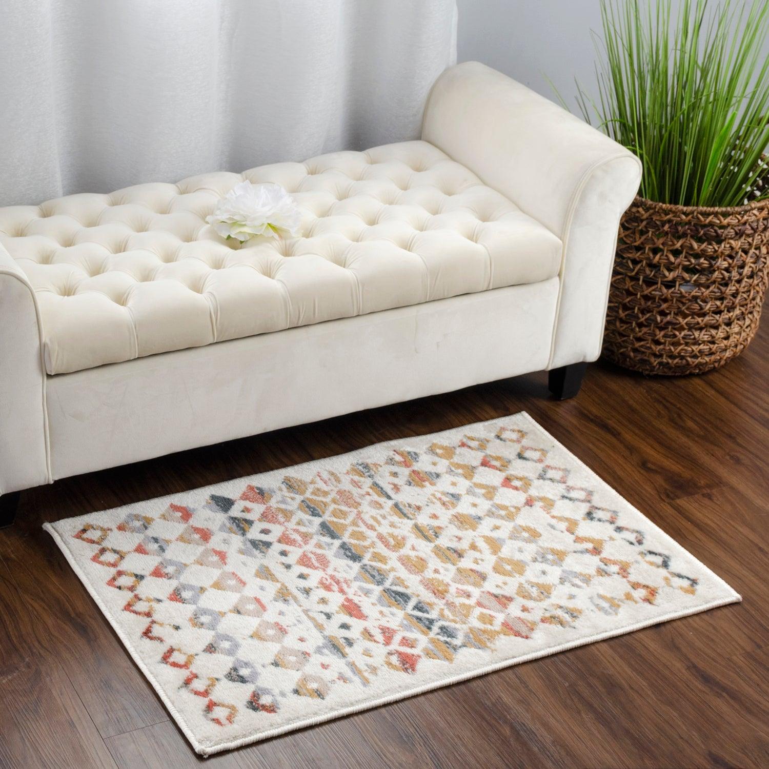 Numair Abstract Geometric Diamonds Indoor Area Rug - Non-Slip Modern Runner Rug for Living Room, Bedroom, Office - Soft Boho Home Decor Carpet