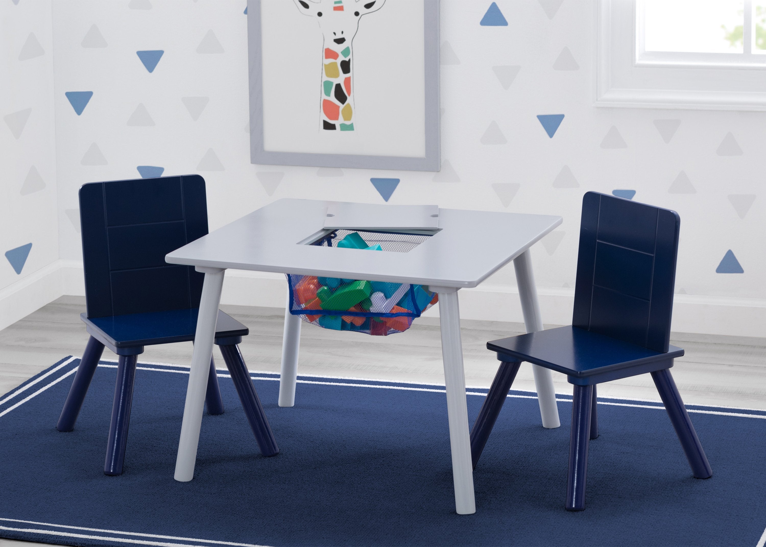 Kids Table and Chair Set with Storage - 2 Chairs Included - Wooden Study Desk for Toddlers & Children - Perfect for Playroom, Classroom, or Homeschool Learning Activities
