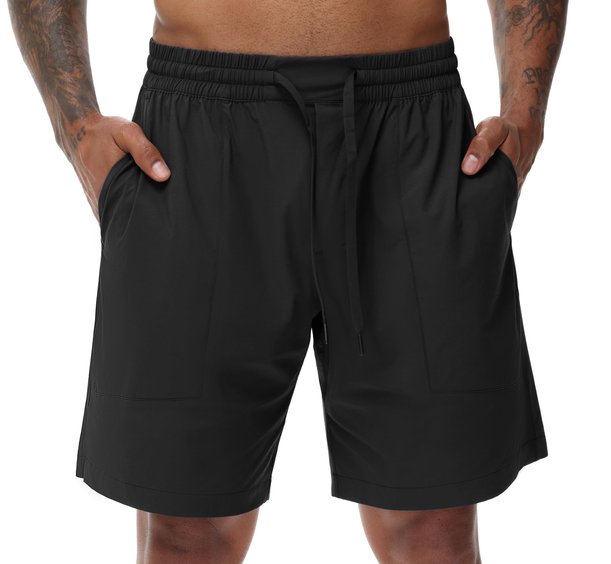 THE GYM PEOPLE Men's Running Shorts - Lightweight Quick Dry Workout Shorts with Drawstring & Zipper Pockets for Gym, Jogging & Outdoor Sports