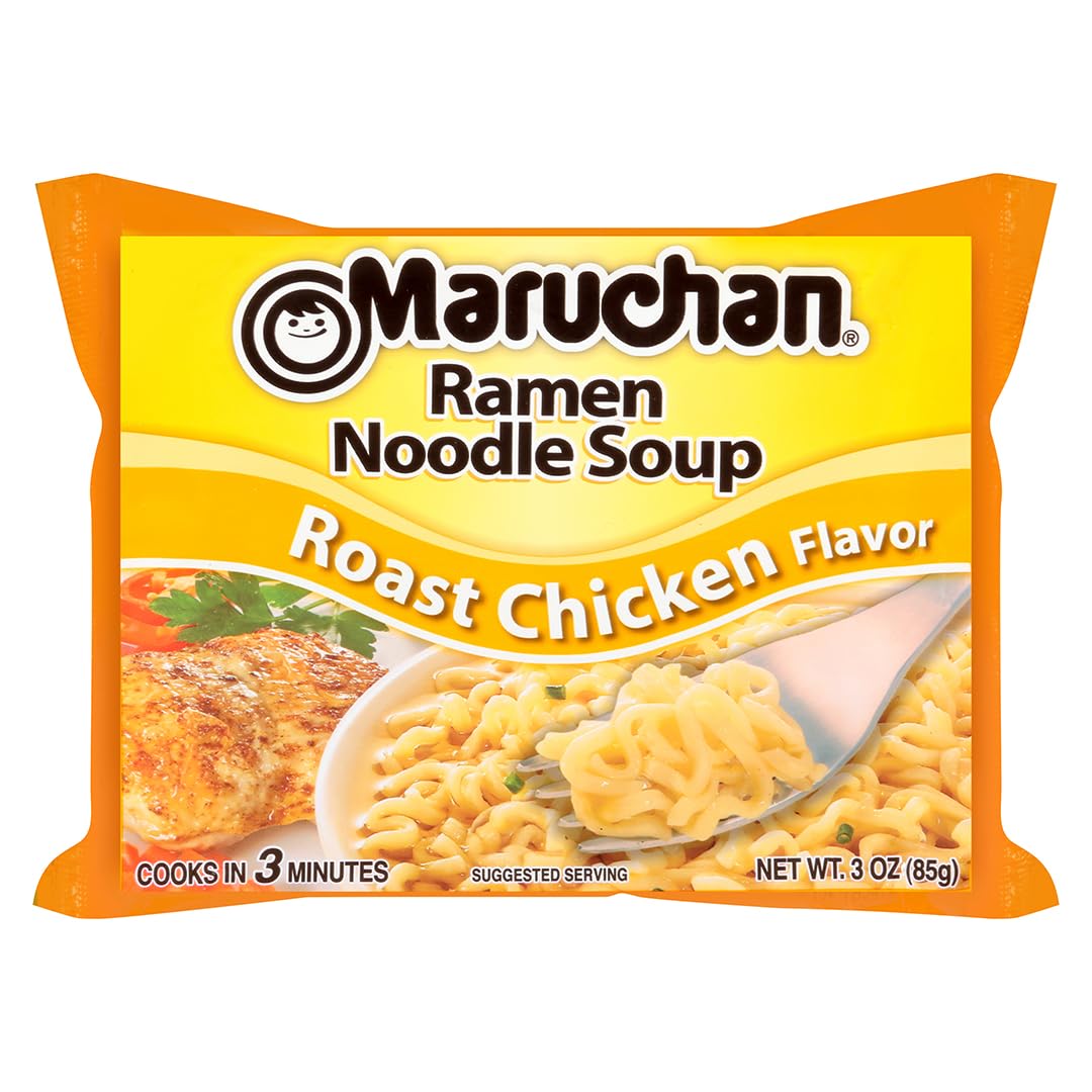 Maruchan Ramen Roast Chicken Flavor Instant Noodles | 3 Oz (24 Pack) | Quick & Easy Ready-to-Eat Meal for College Students, Office Lunch & Emergency Food Supply