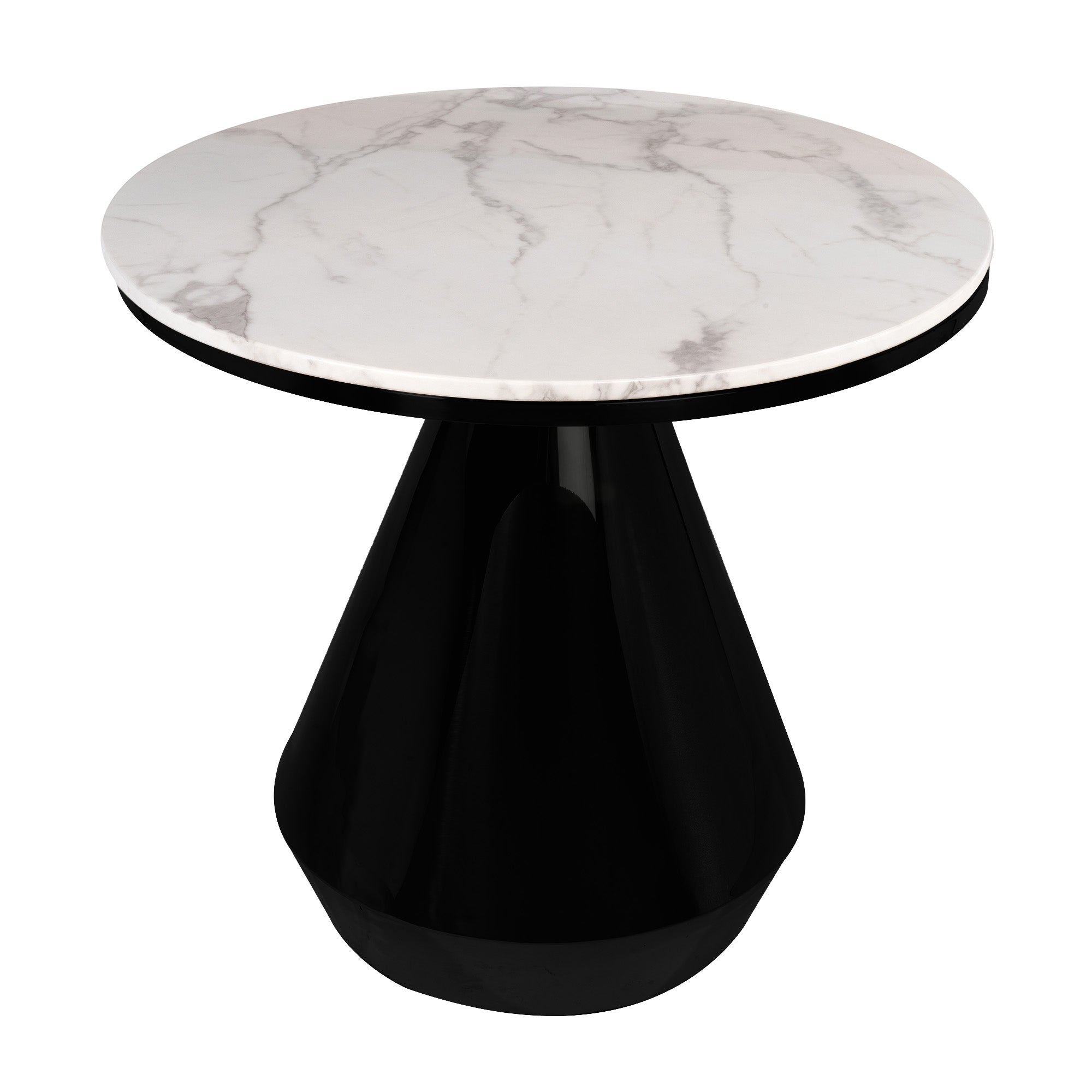 Gigi Marble Top Bistro Dining Table Set for 4 - Black & Off White Modern Kitchen Furniture | Perfect for Small Spaces, Breakfast Nooks & Outdoor Patios