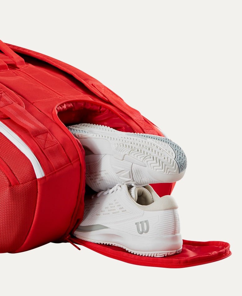 Wilson Super Tour 15 Pack Tennis Bag - Premium Red (2025) | Durable Tennis Gear for Players & Coaches | Perfect for Tournaments, Practice & Travel