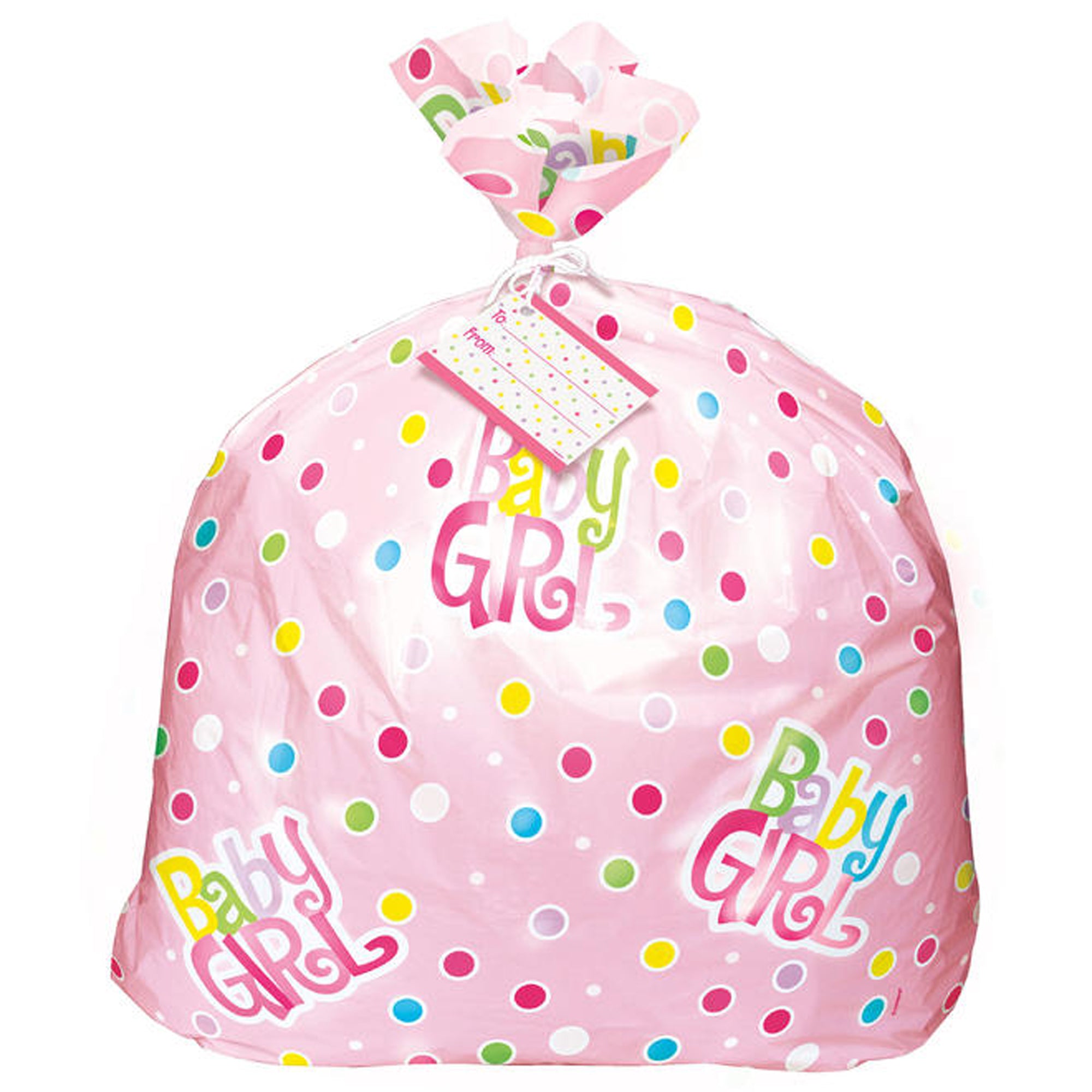 Baby Shower Pink Polka Dot Jumbo Plastic Gift Bag - 36 x 44 Inches, 1 Count - Perfect for Baby Showers, Birthday Parties & Special Occasions