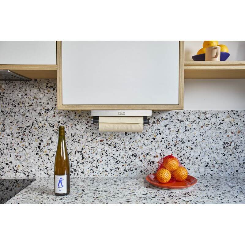 Joseph Joseph Under Shelf Stainless Steel Paper Towel Holder - Space Saving Kitchen Organizer for Countertops, Cabinets & RVs | Durable & Rustproof Design for Easy Access to Paper Towels