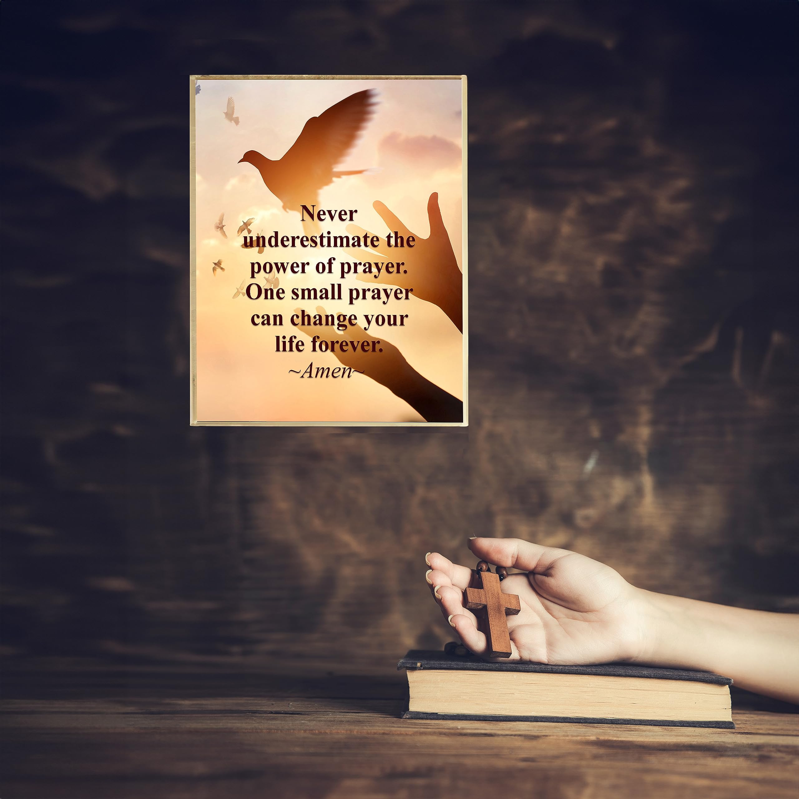 Power of Prayer Wall Art - Religious Inspirational Print for Home, Office & Church Decor - Catholic Gift Idea - Unframed 8x10 - Perfect for Meditation Rooms & Spiritual Spaces