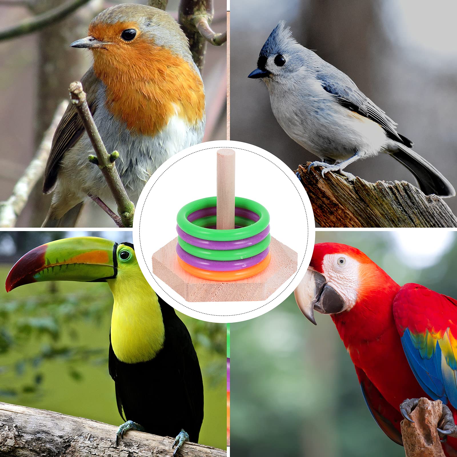 Baluue Parrot Toy - Interactive Bird Trick Toy, Intelligence Training & Stacking Rings for Parrots - Educational Pet Bird Tabletop Toy for Playtime & Mental Stimulation - Perfect for Macaws, Cockatoos & African Greys