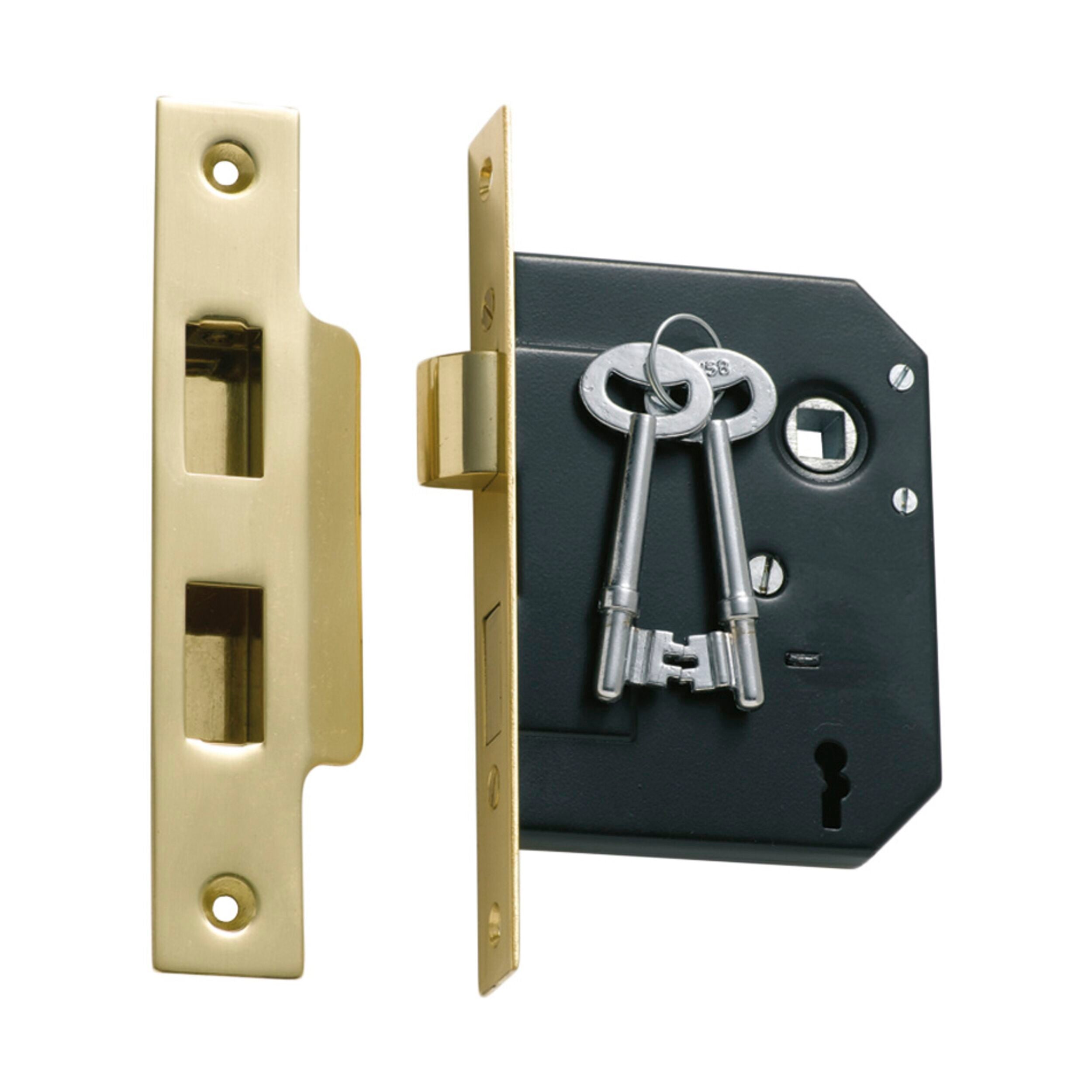 High Security 1131 Mortice Lock 3 Lever - Polished Brass Finish, 57mm Backset (CTC57mm) | Ideal for Residential Doors, Commercial Buildings & Office Security
