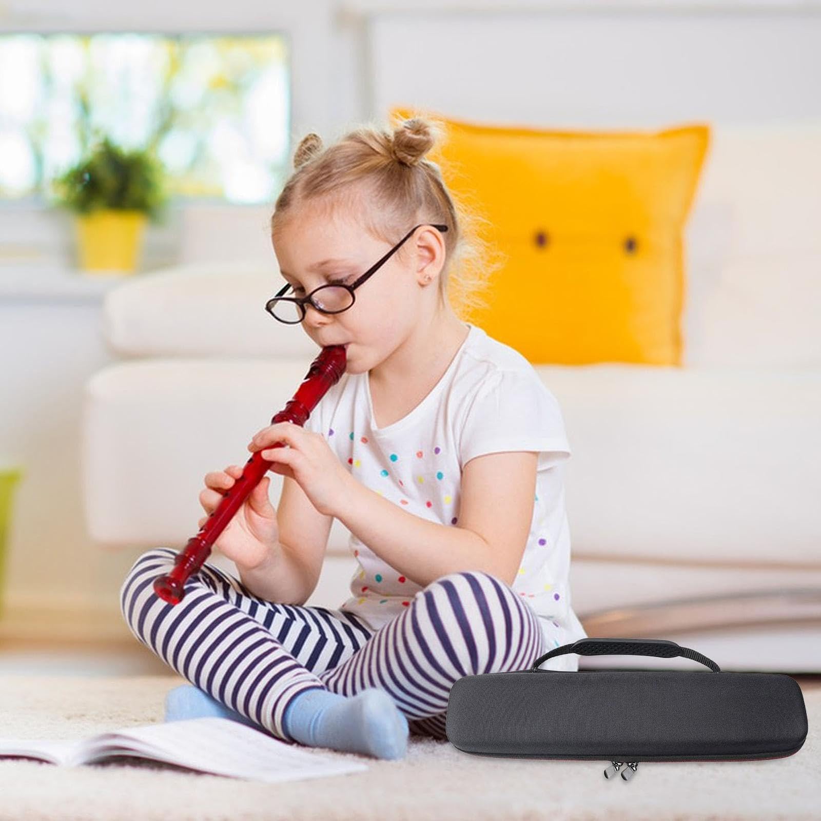 EVA Zipper Flute Carrying Case - Durable Recorder Storage Pouch for Soprano Flute | Music Instrument Protection Box | Perfect for School, Band Practice & Travel