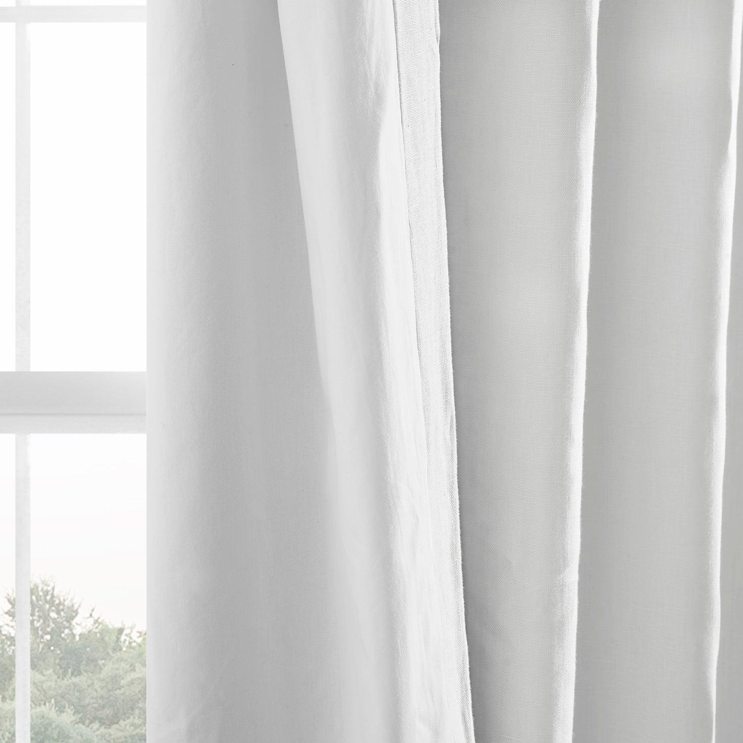 Premium French Linen Blackout Curtains - 100% Natural Linen Window Drapes for Bedroom & Living Room - Thermal Insulated Light Blocking Curtain Panels (White, 84 Inch) | Perfect for Home Decor, Nursery & Office Privacy