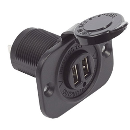 Blue Sea Systems 1016 Dual USB Charger Socket - 2-Port Marine Grade Waterproof USB Charging Port for Boats, RVs, Trucks | Perfect for Onboard Device Charging & Marine Electronics Power Supply