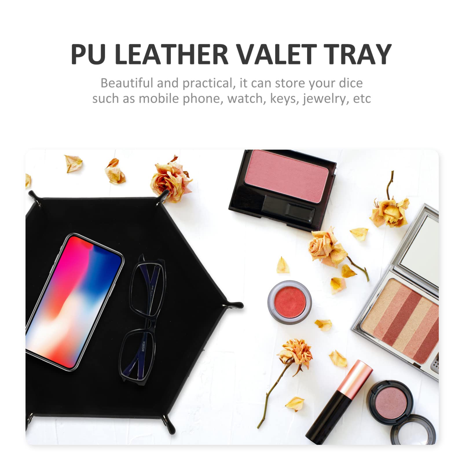 MagicLulu Folding PU Leather Jewelry Display Tray - Multipurpose Storage Organizer for Rings, Earrings & Necklaces | Desk, Vanity & Travel Use