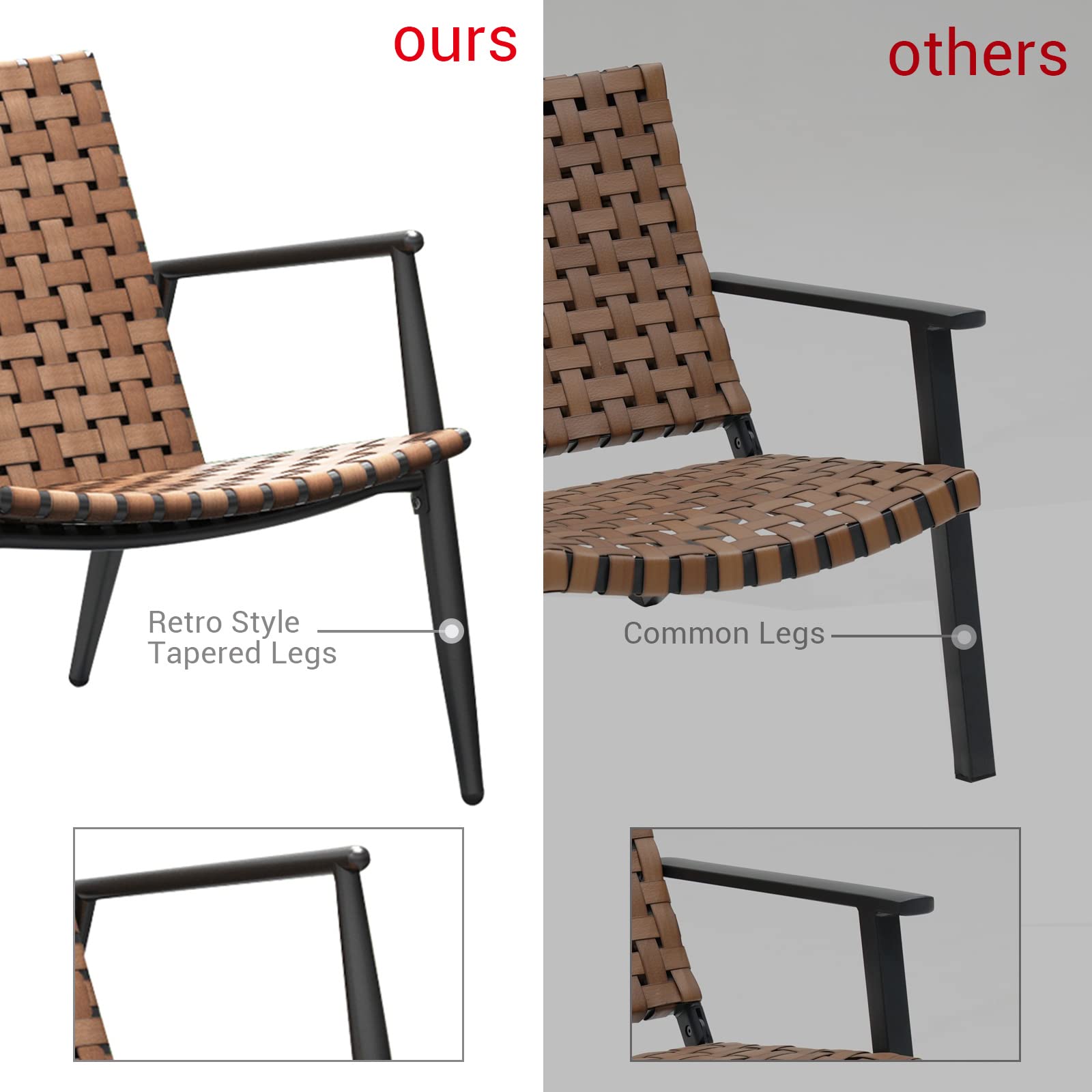 Premium Outdoor Patio Chairs Set of 2 - Weather-Resistant Leather-Look Wicker Chairs with Powder-Coated Aluminum Frame, Patio Bistro Set for Garden, Backyard, Balcony (Brown) - Perfect for Relaxing, Dining & Entertaining Outdoors