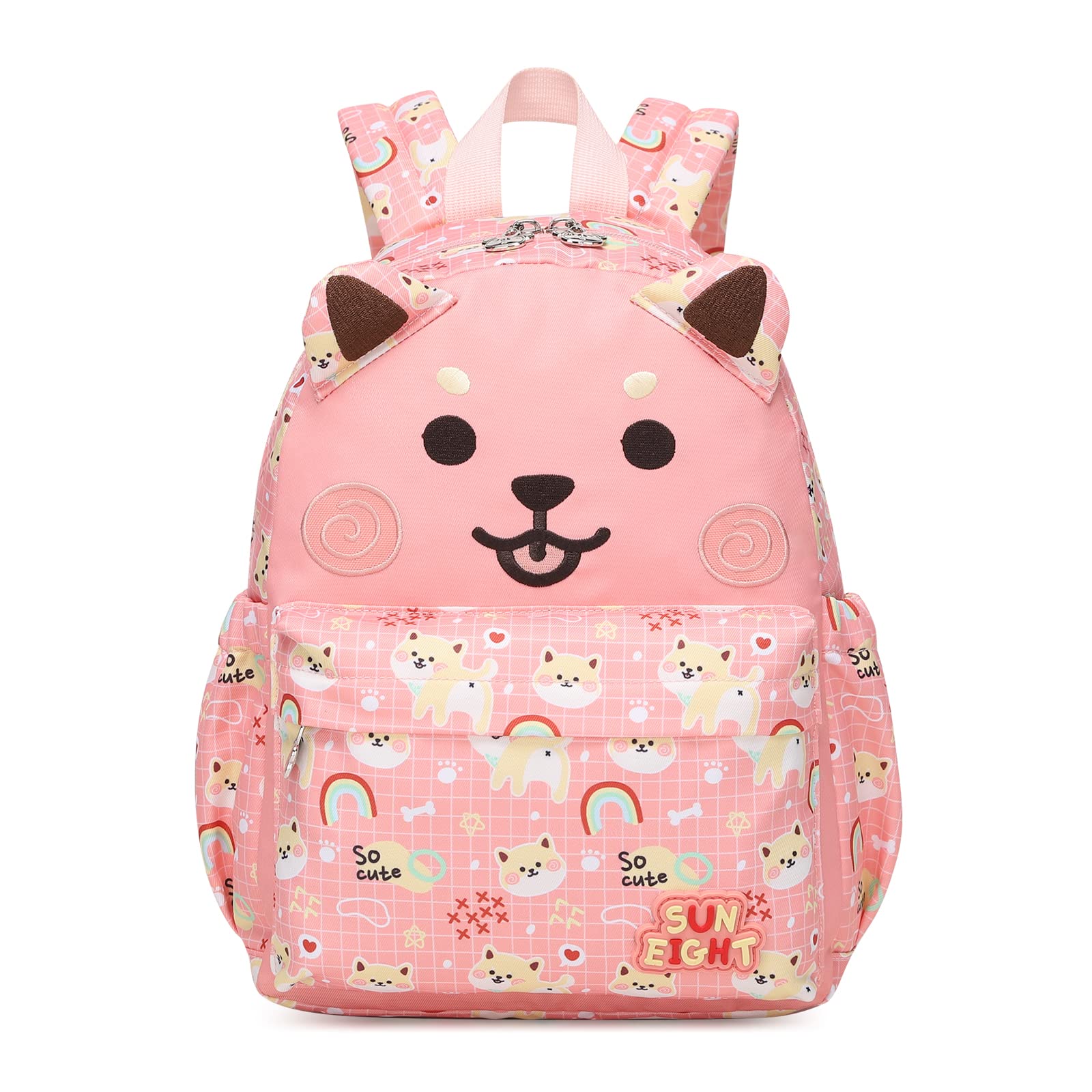 SUN EIGHT Cute Puppy Toddler Backpack for Girls Age 2-5 - Durable Kindergarten & Preschool Backpack for Little Girls - Perfect for School, Daycare, Travel & Outdoor Adventures