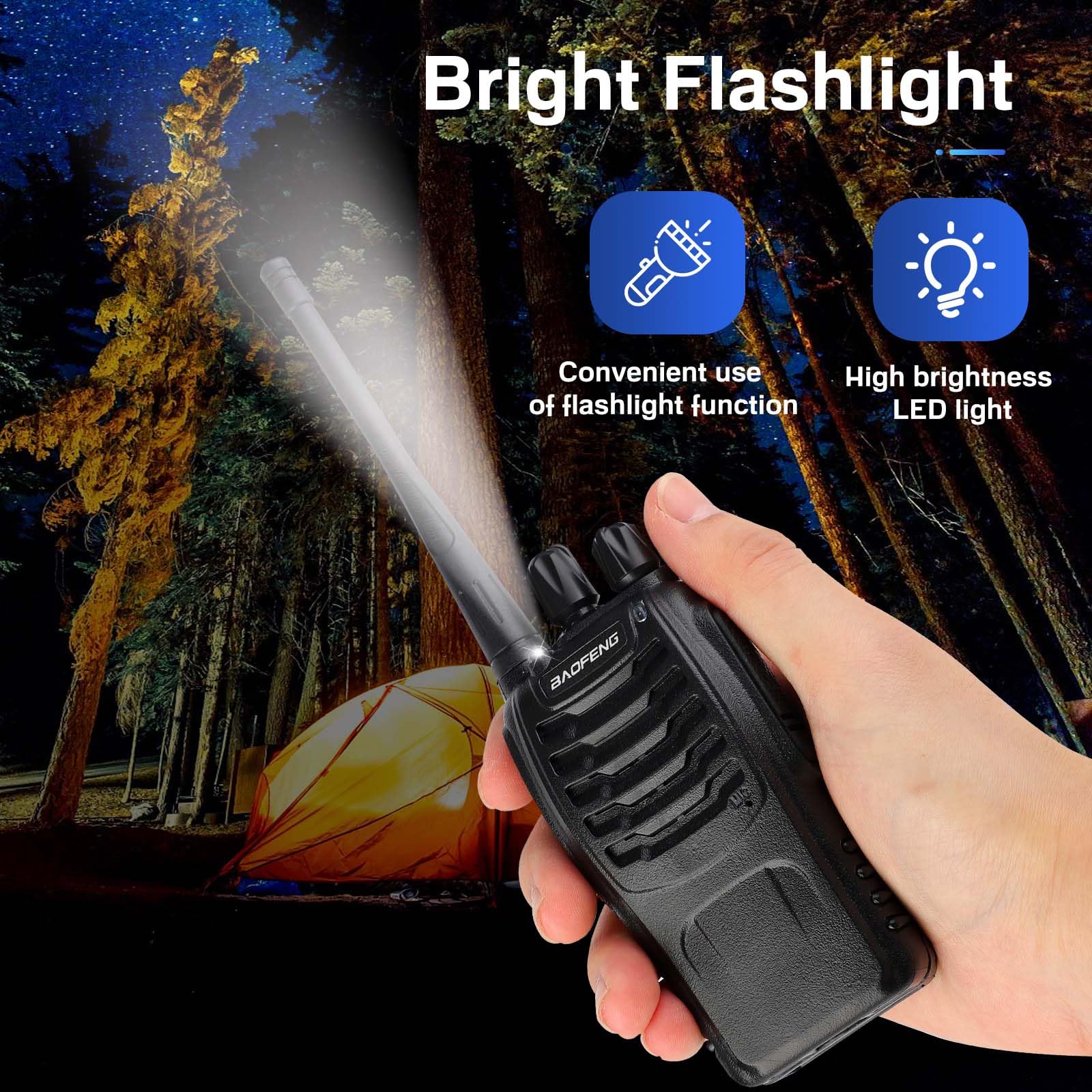 Baofeng UV-5R Walkie Talkies 8W Long Range Two Way Radio with Li-ion Battery & Charger - 16 Channel Professional Handheld Transceiver for Adults, Outdoor, Hiking, Camping, Construction & Emergency Communication (4 Pack with 4 Earpieces)