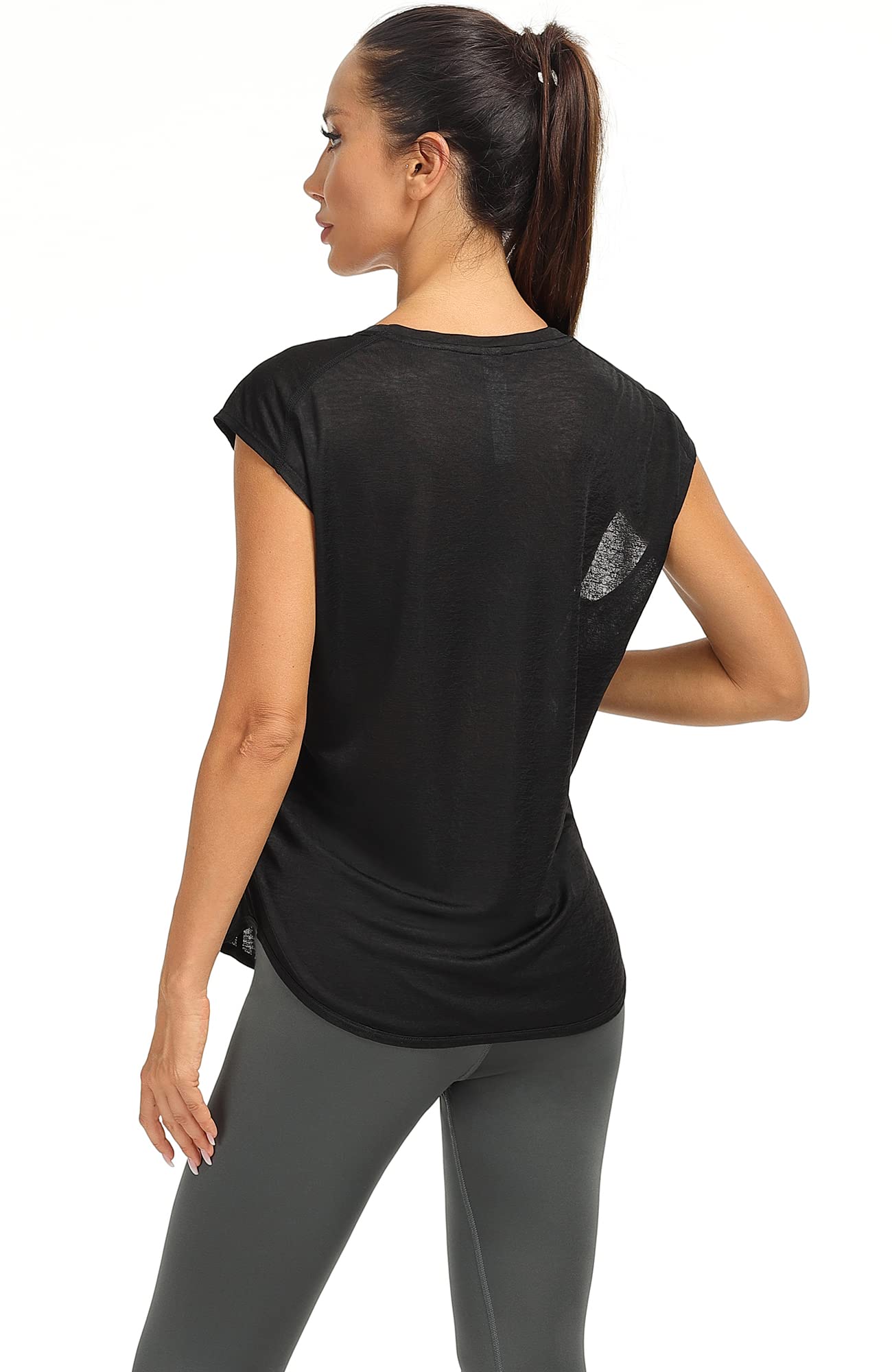 Icyzone Women's Workout T-Shirt - Breathable Fitness Top for Gym, Yoga, Running & Exercise | Cap Sleeve Activewear for Women | Perfect for Workouts, Yoga Classes & Outdoor Activities