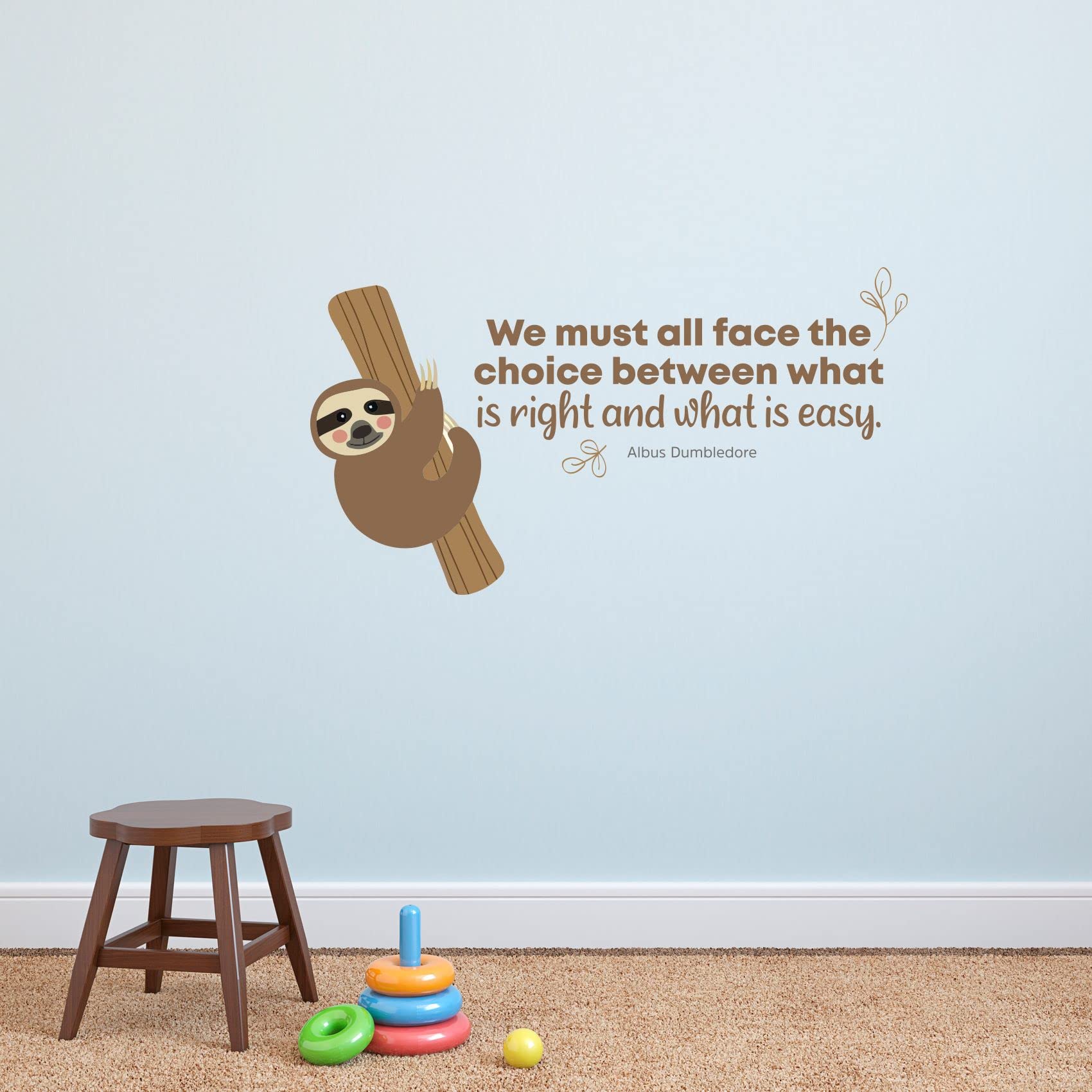 Easy Sloth Wall Decals - DIY Removable Bedroom Stickers for Home Decor (15x19 Inches) - Perfect for Kids Room, Nursery & Dormitory Wall Art