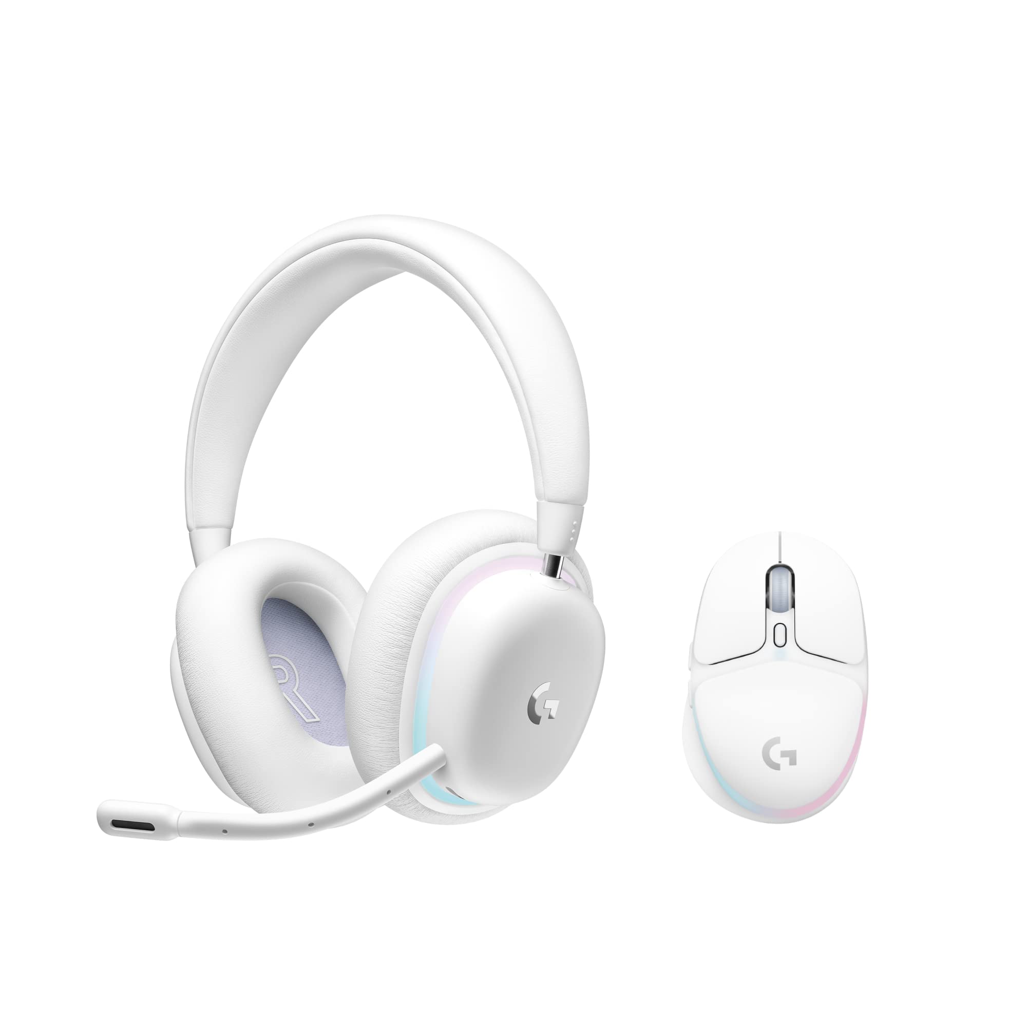 Logitech G735 Wireless Gaming Headset & G705 Mouse Combo - Customizable RGB Lighting, Lightspeed Wireless, Bluetooth - Compatible with PC, Mac, Laptop (White Mist) - Perfect for Esports, Streaming & Home Office Setup