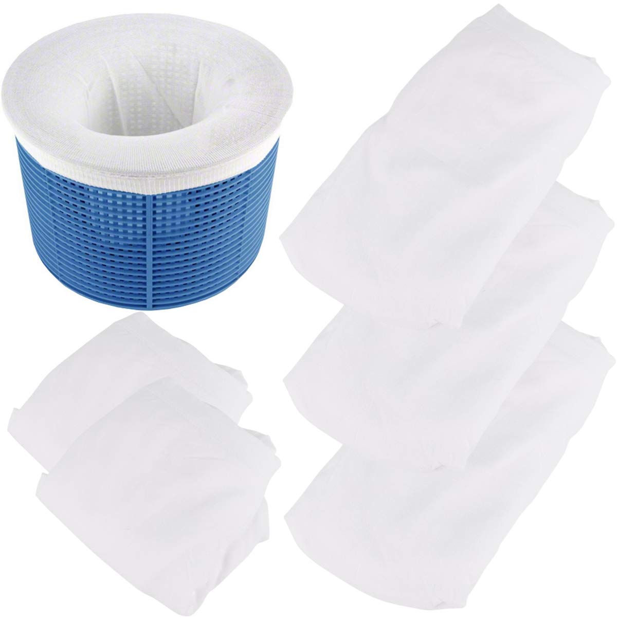 VILLCASE 5-Pack White Felt Mesh Pool Filter Basket Savers - Skimmer Socks for Swimming Pools, Hot Tubs & Aquariums - Durable Replacement Filter Nets for Easy Debris Removal & Cleaner Water