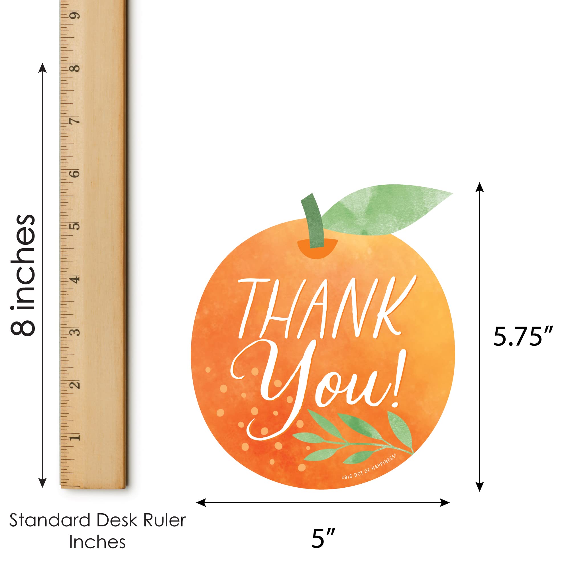 Big Dot of Happiness Little Clementine-Shaped Thank You Cards - Set of 12 Orange Citrus-Themed Note Cards with Envelopes for Baby Showers, Birthday Parties & Appreciation Gifts | Perfect for Thank You Notes, Wedding Favors & Special Occasions