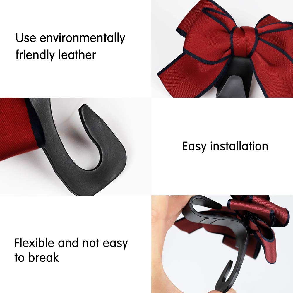 Car Seat Headrest Hooks 2 Pack - Back Seat Organizer Hanger for SUV & Car - Storage Hook for Handbags, Clothes, Coats & Grocery Bags (Black) - Perfect for Road Trips, Shopping & Daily Commute