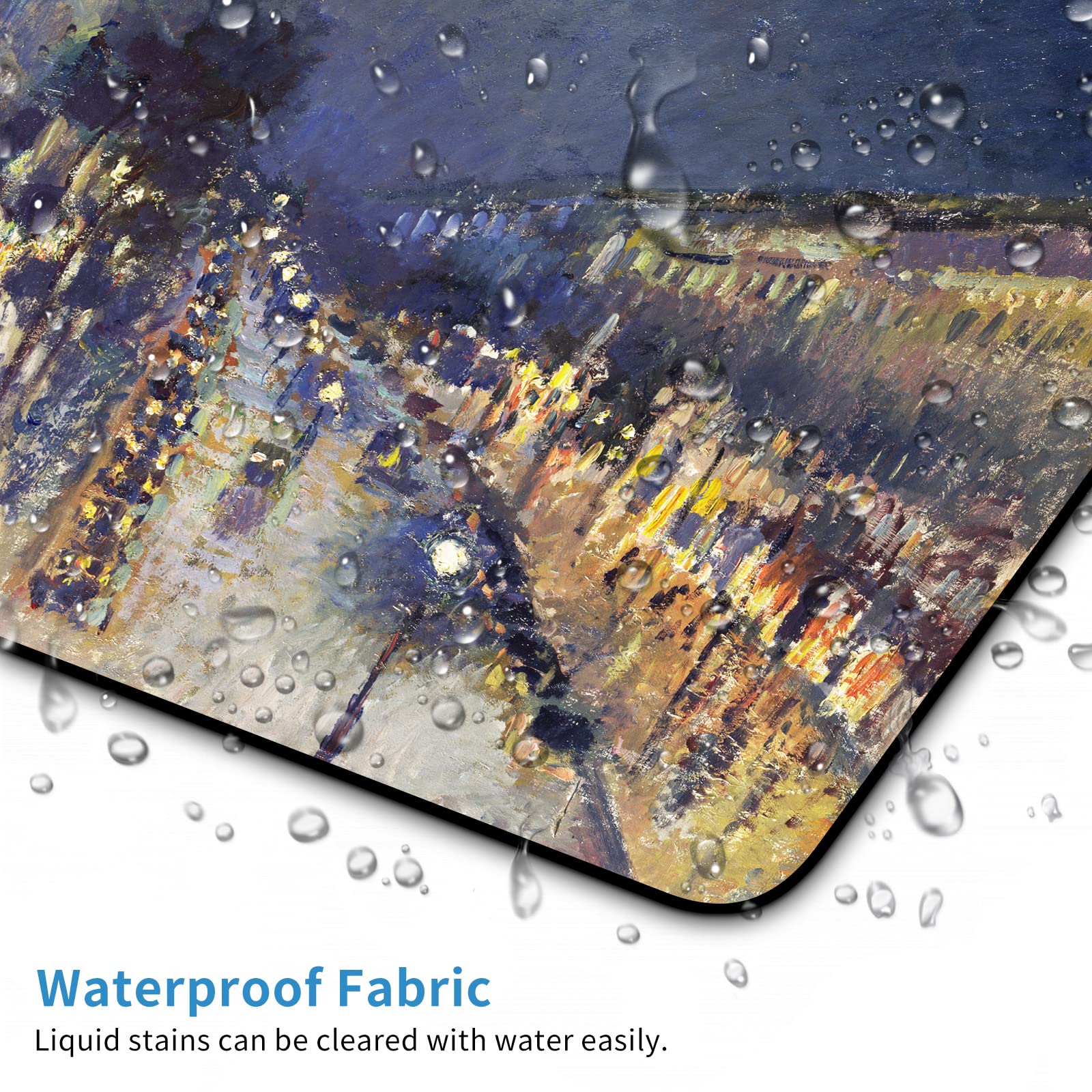 Artistic Mouse Pad - Gel Wrist Support for PC, Laptop & Computer - Non-Slip Rubber Base with Waterproof Smooth Surface (Boulevard Montmartre at Night by Camille Pissarro) - Perfect for Office, Gaming & Home Workspaces