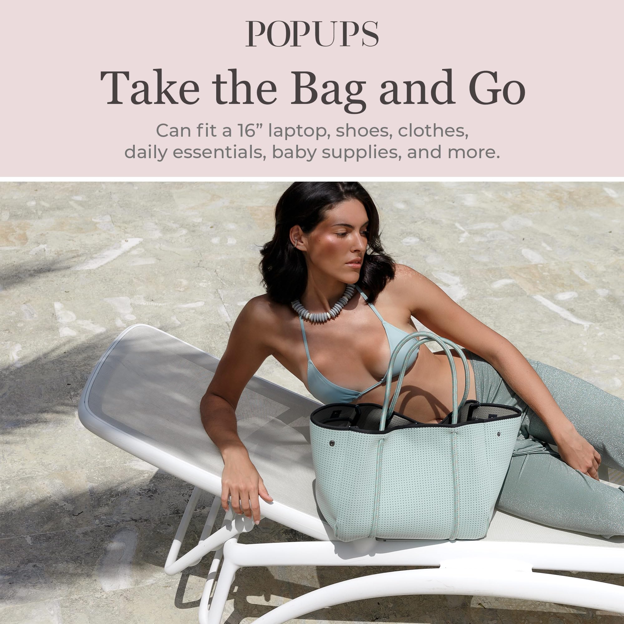 Stylish Large Neoprene Tote Bag for Women - Water-Resistant Designer Handbag with Multiple Pockets & Zipper Pouch - Perfect for Work, Travel, Beach & Everyday Use