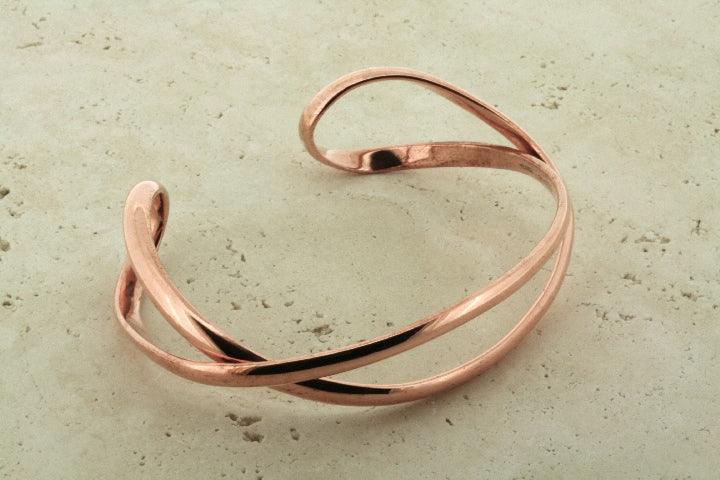 Curved Ends Open Cuff Copper Bracelet - Elegant Handmade Jewelry for Women, Boho Style Accessories - Perfect for Casual Wear, Parties & Gifts