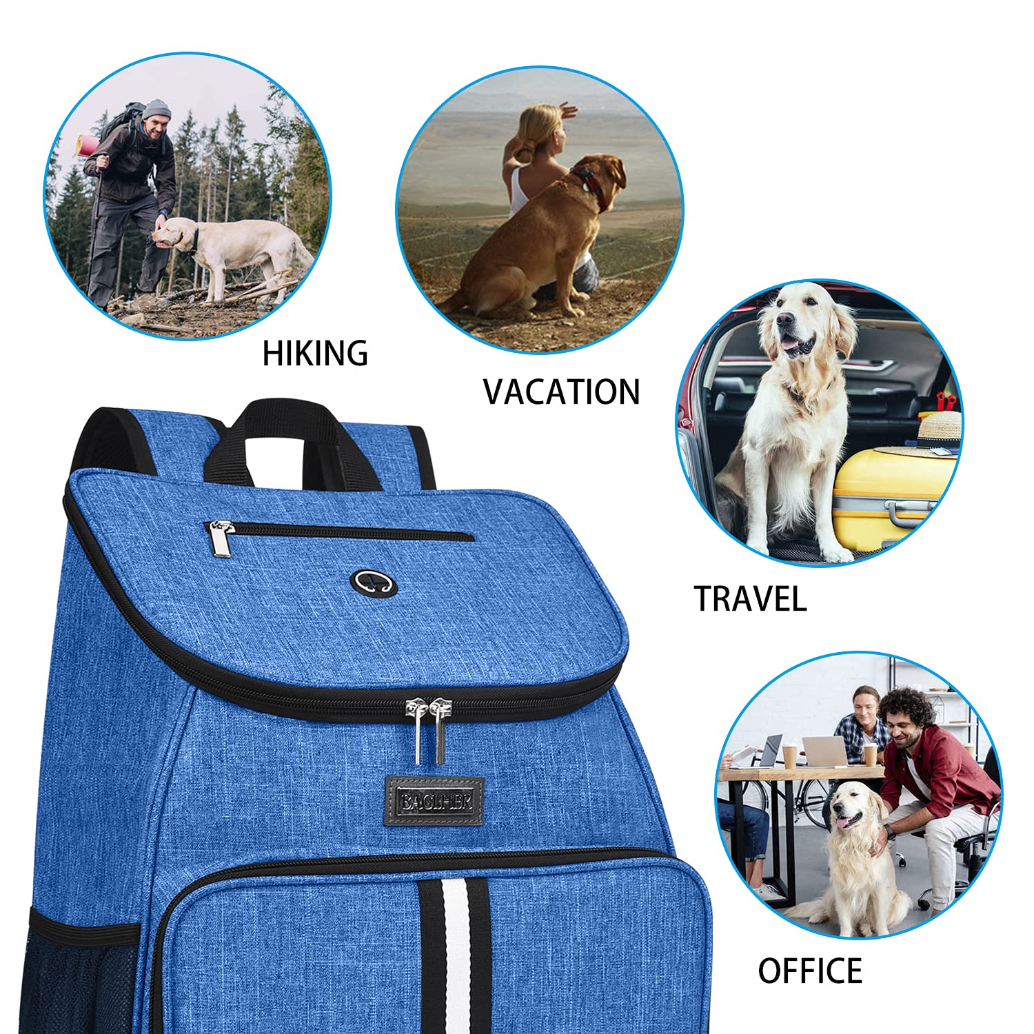 **BAGLHER Airline Approved Dog Travel Backpack – Pet Carrier with 2 Collapsible Bowls & Food Baskets for Hiking, Camping, and Air Travel**