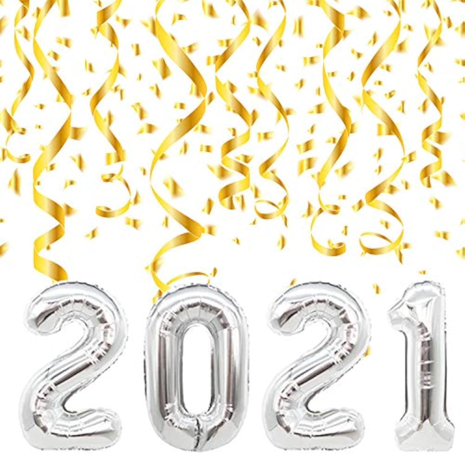 40 Inch 2021 Silver Balloons Banner - Large Party Decorations for New Year, Graduation, Anniversary & Special Events - Perfect for Indoor/Outdoor Celebrations