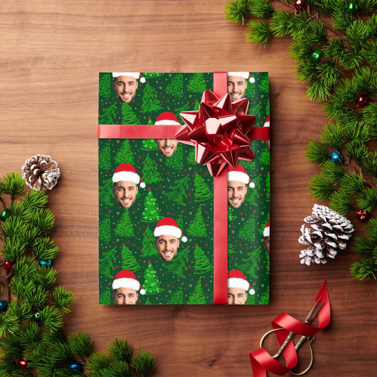 Custom Photo Wrapping Paper with Christmas Tree Design - Personalized Gift Wrap Roll for Birthdays, Weddings & Holidays (3 Rolls) - Perfect for Christmas Presents, Family Gifts & Special Occasions