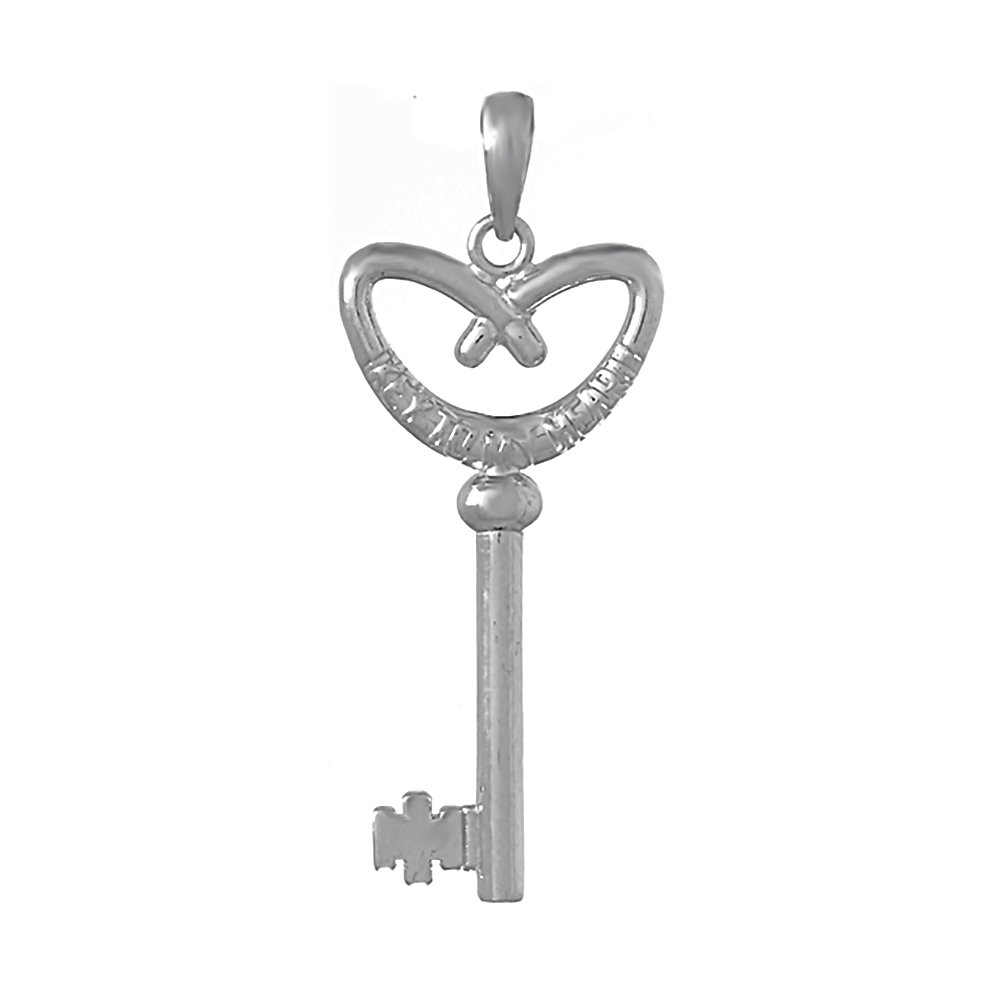 925 Sterling Silver Heart Charm Pendant Necklace - Pretzel Heart Key Pendant with 