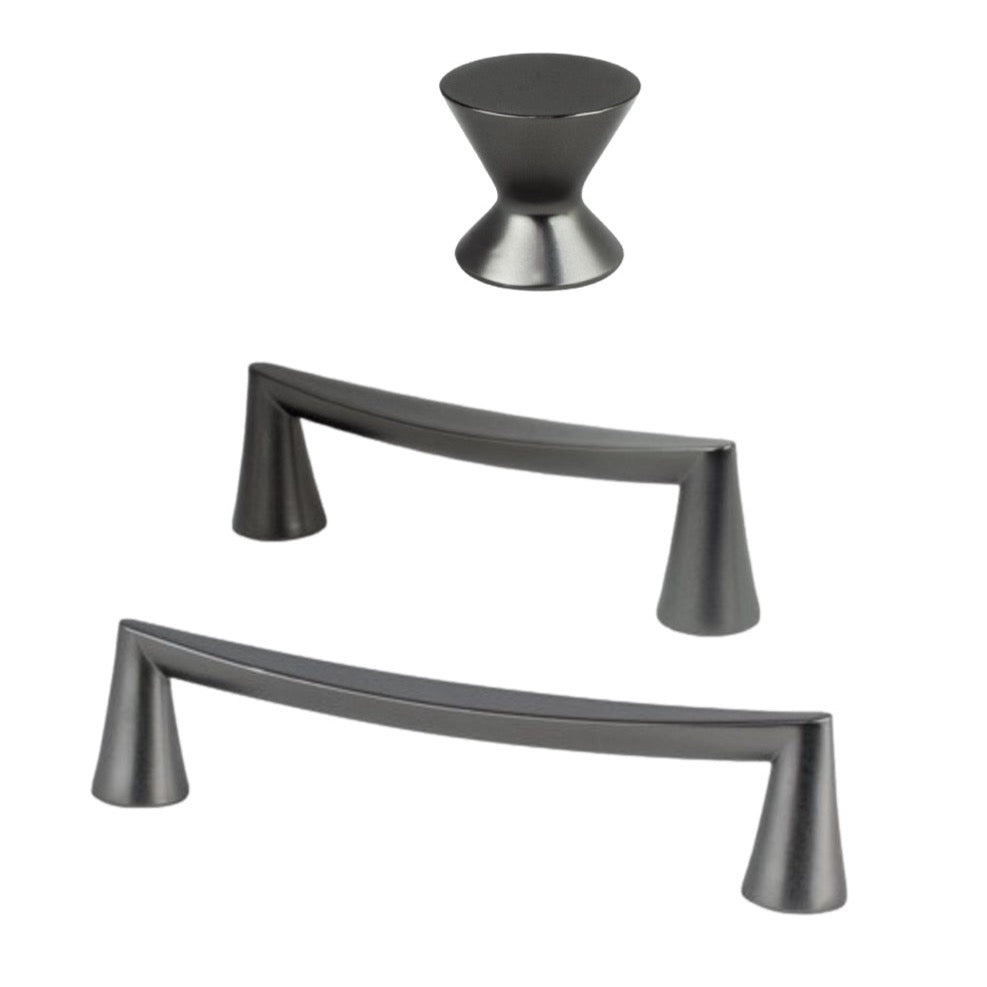Modern Ash Gray Core Drawer Pulls and Cabinet Knobs - Sleek Hardware for Kitchen Cabinets, Dressers & Furniture (Set of 10) - Perfect for Home Renovation & DIY Projects