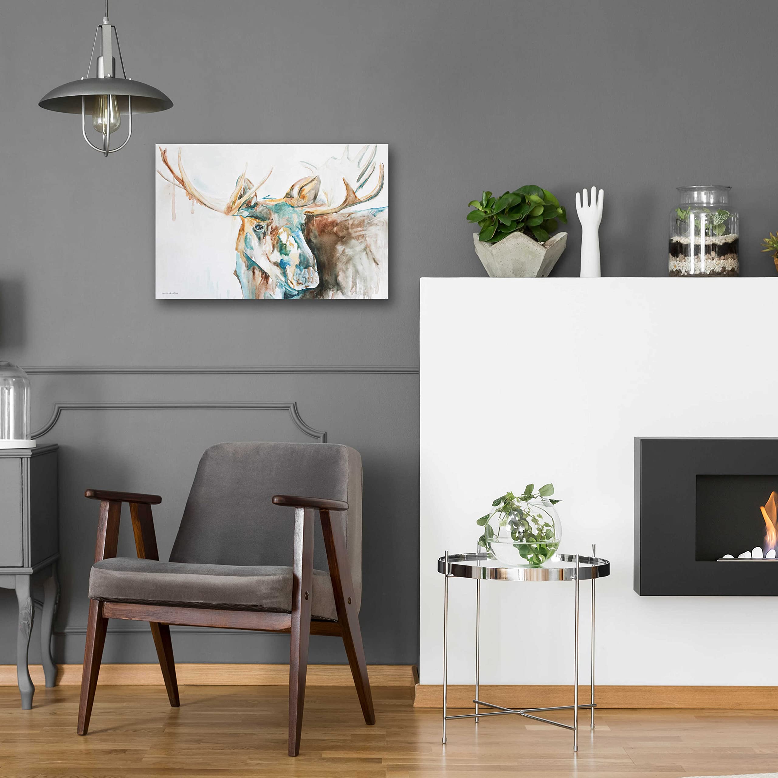 Epic Art 'Water Moose' by Kamdon Kreations - Premium Acrylic Glass Wall Decor (24x16 Inches) - Modern Home & Office Artwork for Living Room, Bedroom, or Gift
