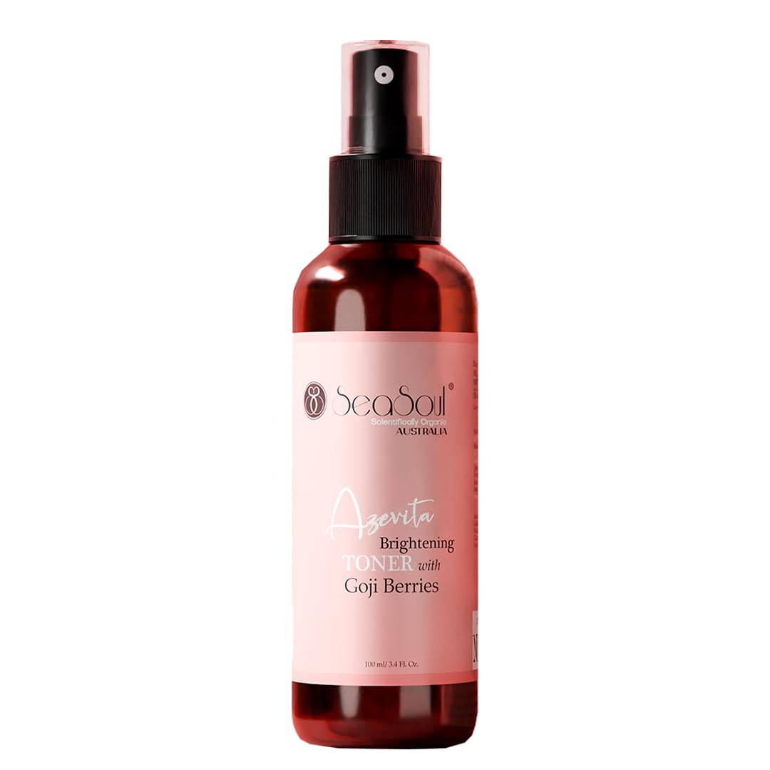 SEASOUL Brightening Face Toner Mist with Hyaluronic Acid, Vitamin C & Glutathione - Hydrating Facial Spray for Skin Brightening, Makeup Prep & Refresh - Infused with Goji Berries, Azelaic Acid & Collagen (100ml) | Perfect for Morning Skincare Routine & Post-Workout Revitalization