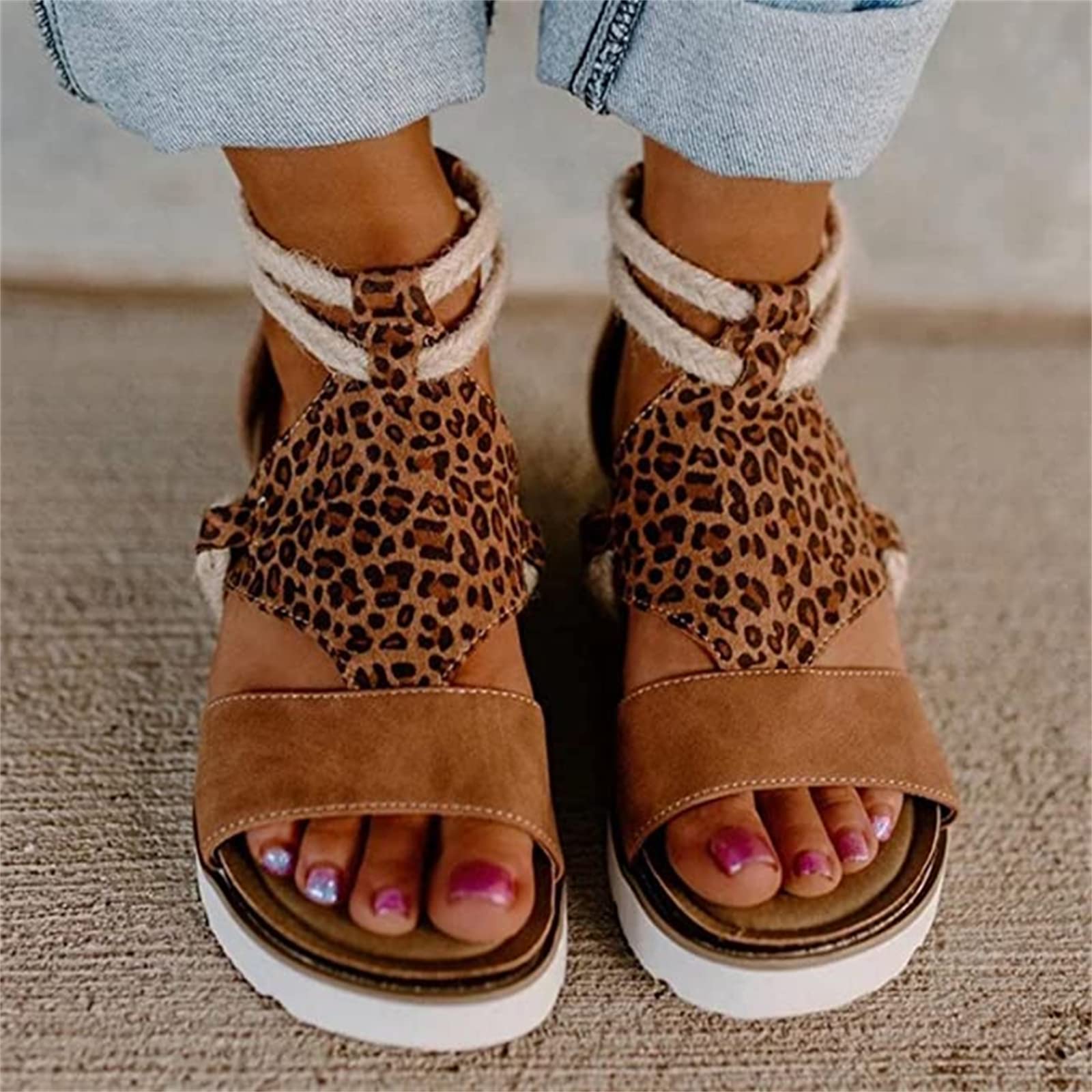 Lausiuoe Women's Wedge Sandals - Open Toe Platform Sandals for Summer | Boho Casual & Dressy Shoes | Perfect for Beach, Vacation & Outdoor Activities