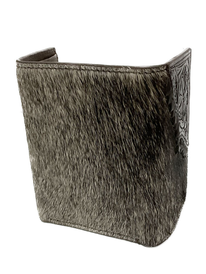 Nocona N500034002 Men's Calf Hair Tooled Edge Trifold Wallet - Genuine Leather Brown Wallet for Men - Perfect for Everyday Carry, Business & Travel