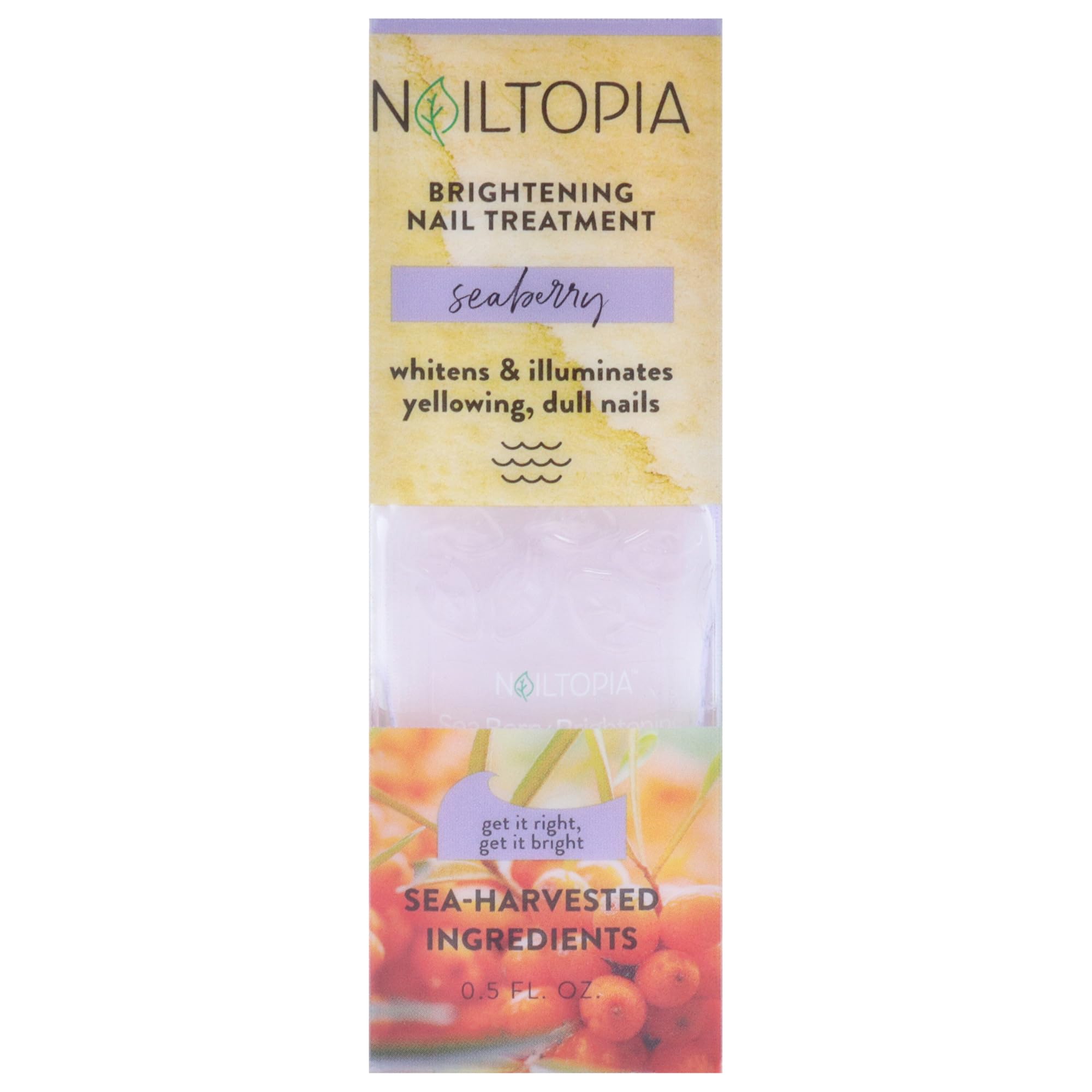 Nailtopia Healing & Brightening Nail Treatment - Vegan Cruelty-Free Nail Whitener with Sea Berry Extract (0.41 oz) - Repairs Damaged Nails, Restores Shine - Perfect for Salon-Quality Manicures & Healthy Nail Care Routine