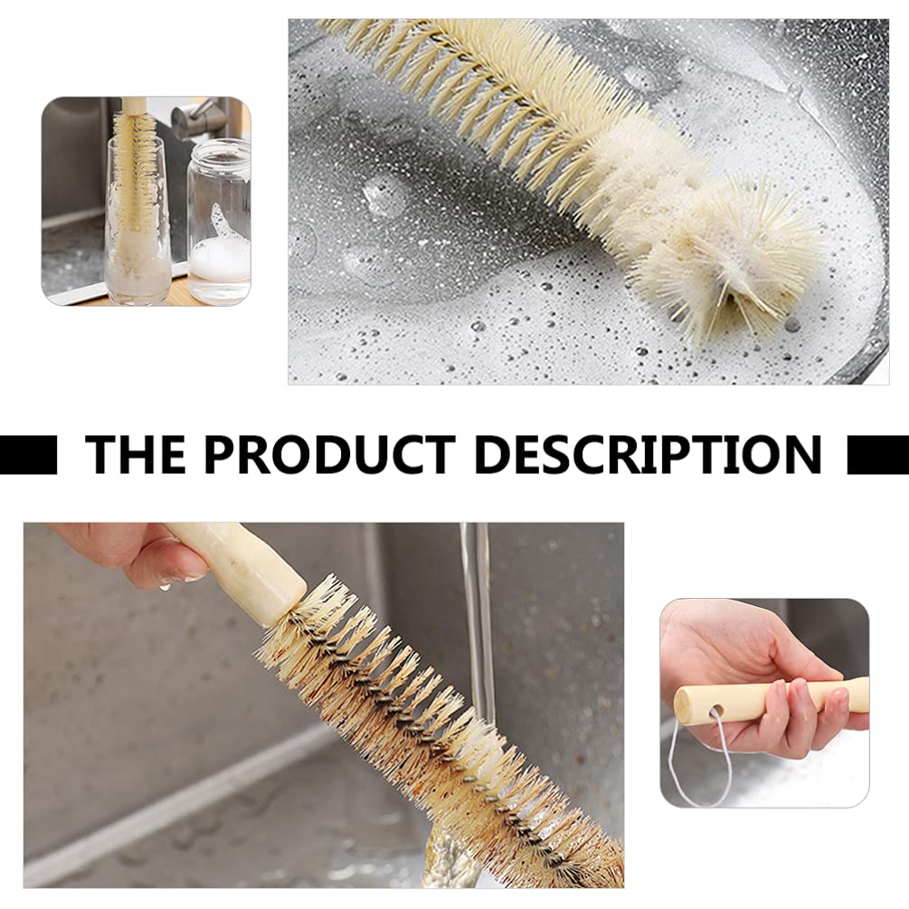 Hemoton 5-Piece Wooden Handle Cleaning Brush Set - Water Bottle Brush, Milk Bottle Cleaner, Tube Brush for Kitchen, Baby Bottles & Travel Mugs - Natural Beech Wood Handle for Safe & Effective Cleaning