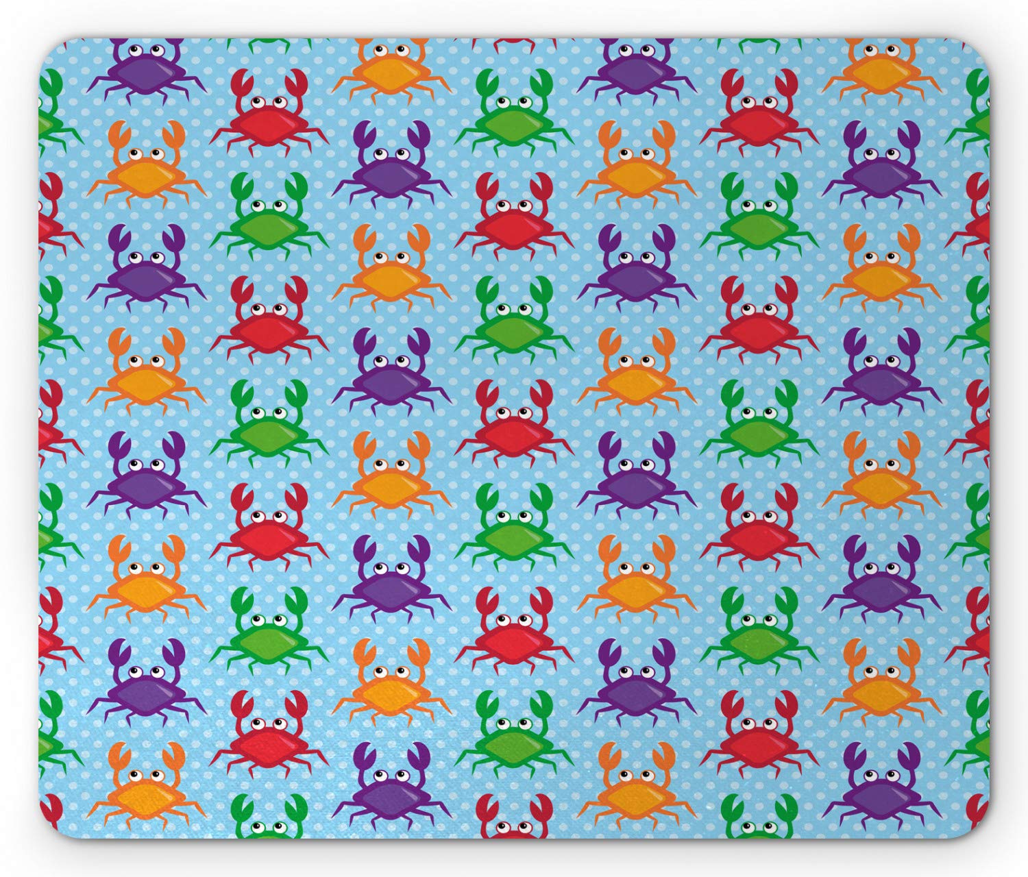 Ambesonne Crabs Mouse Pad - Non-Slip Rubber Mousepad with Cartoon Crab Art on Blue Bubble Background, Standard Size Rectangle Desk Accessory for Office, Gaming & Computer Use