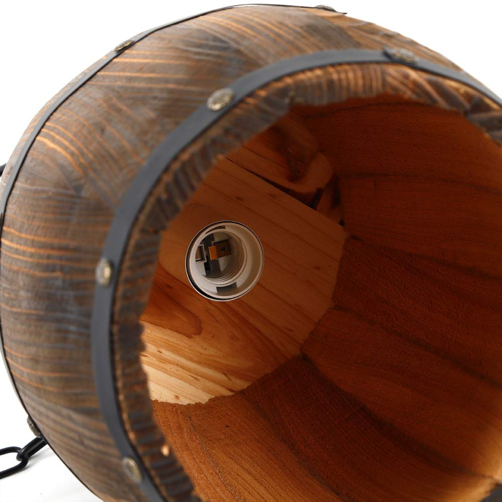 Antique Wood Wine Barrel Pendant Light - Rustic Hanging Ceiling Lamp with Adjustable Chain for Home, Bar, Cafe, Kitchen & Dining Room - Perfect for Farmhouse Decor & Industrial Style Lighting